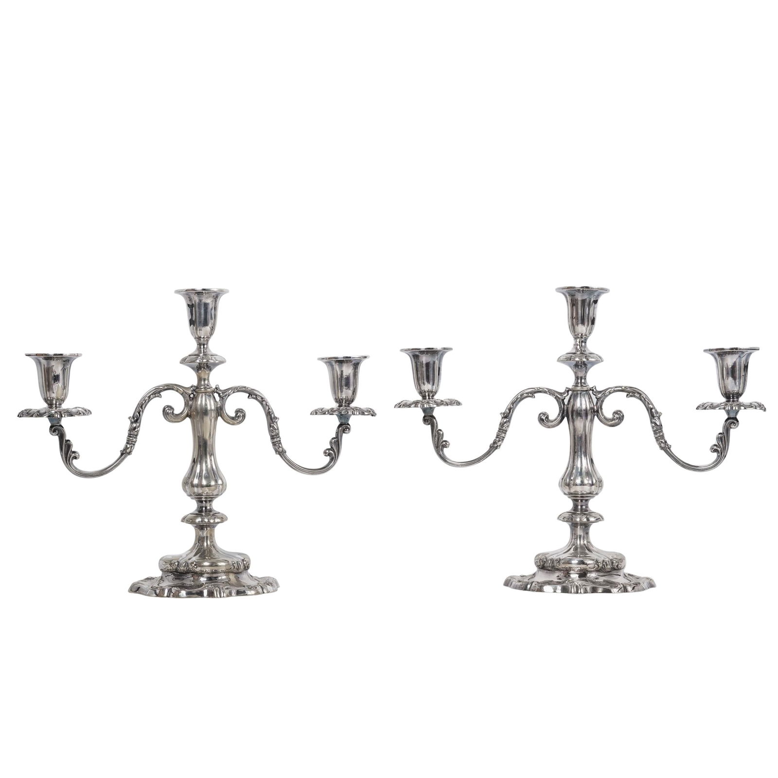 Pair Gorham Louis XVI Silver Plated Three-Light Candelabras (1 of 10)