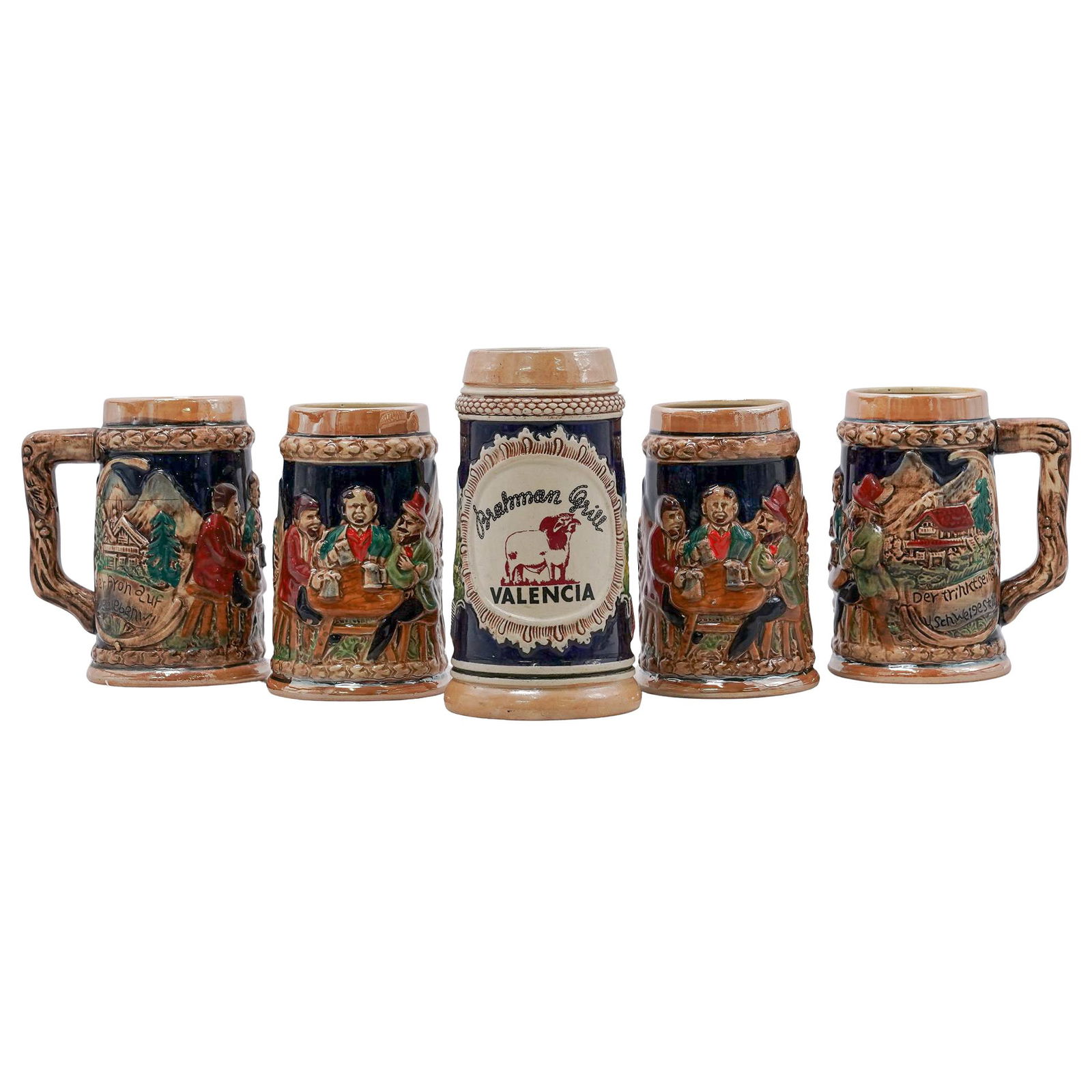 (5 pcs) German Ceramic Steins (1 of 6)