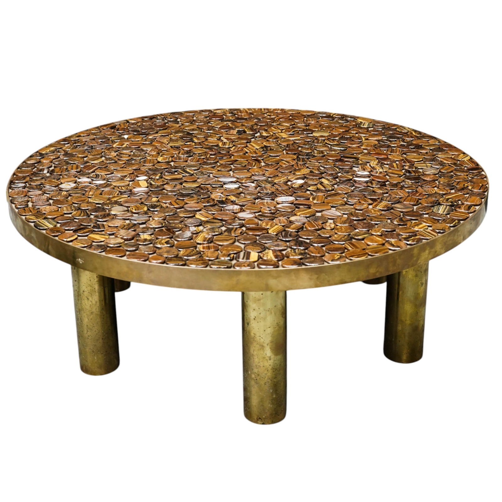 Georges Mathias Brass and Tigers Eye Coffee Table - 2