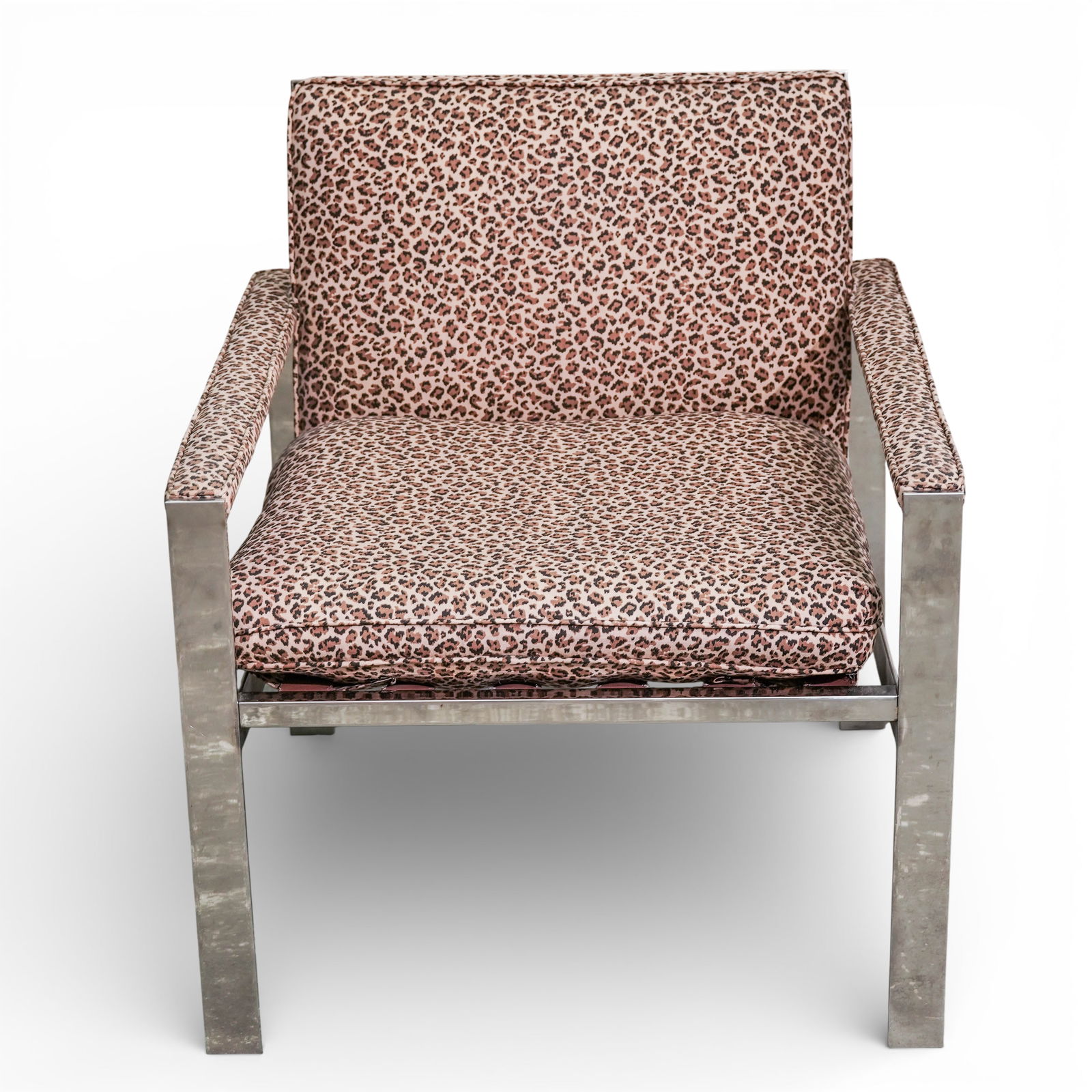 Milo Baughman x Thayer Coggin Chrome & Leopard Arm Chair - 2
