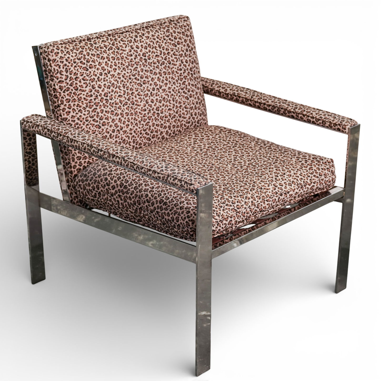 Milo Baughman x Thayer Coggin Chrome & Leopard Arm Chair - 3