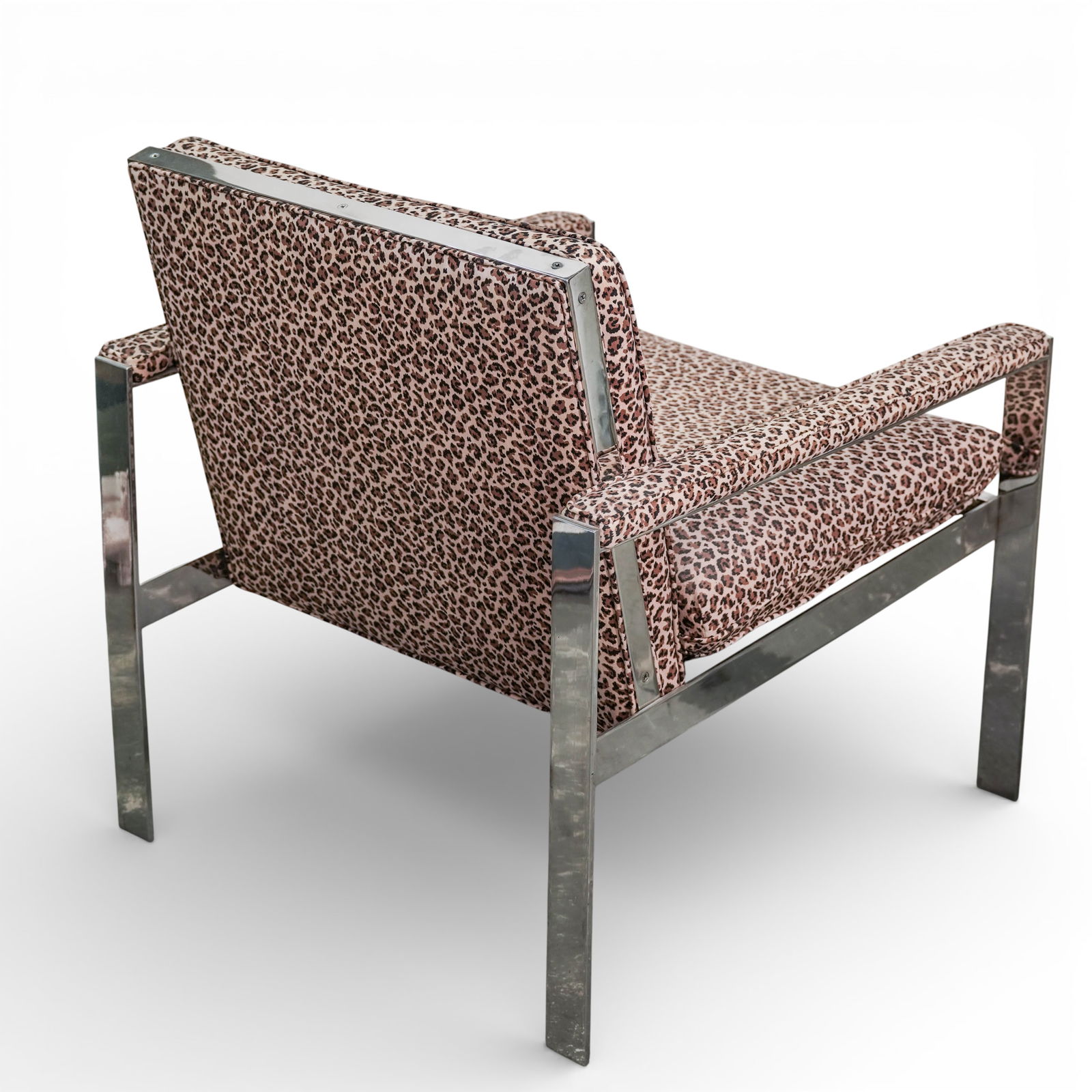 Milo Baughman x Thayer Coggin Chrome & Leopard Arm Chair - 4