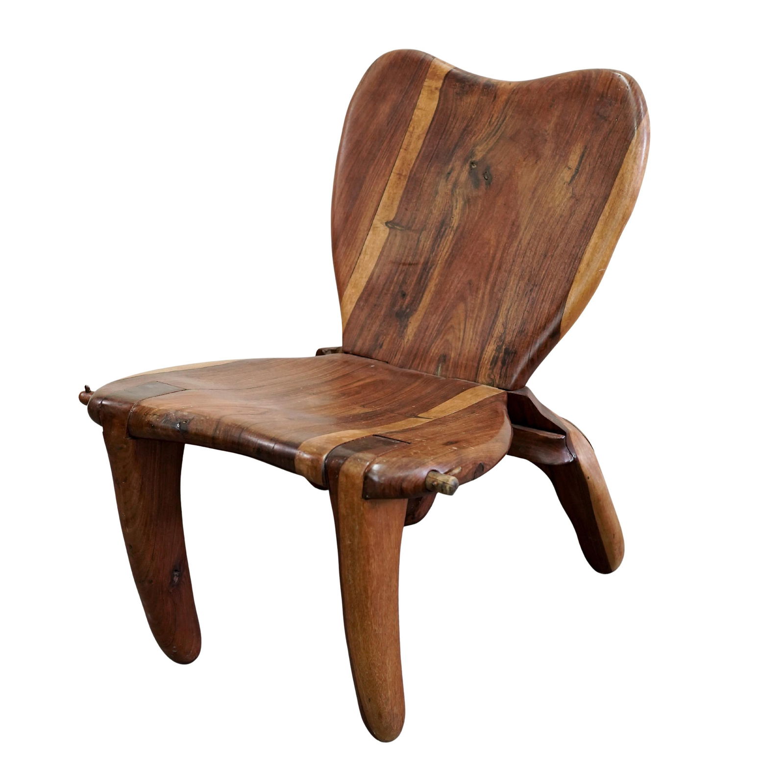 Vintage Don Shoemaker Studio Carved Walnut Chair: Vintage Don Shoemaker Studio Carved Walnut Chair circa 1960s-1970s, Mexico A vintage hand-crafted carved Mexican walnut chair by artisan Don Shoemaker. Marked on bottom with a label reading "Hecho en