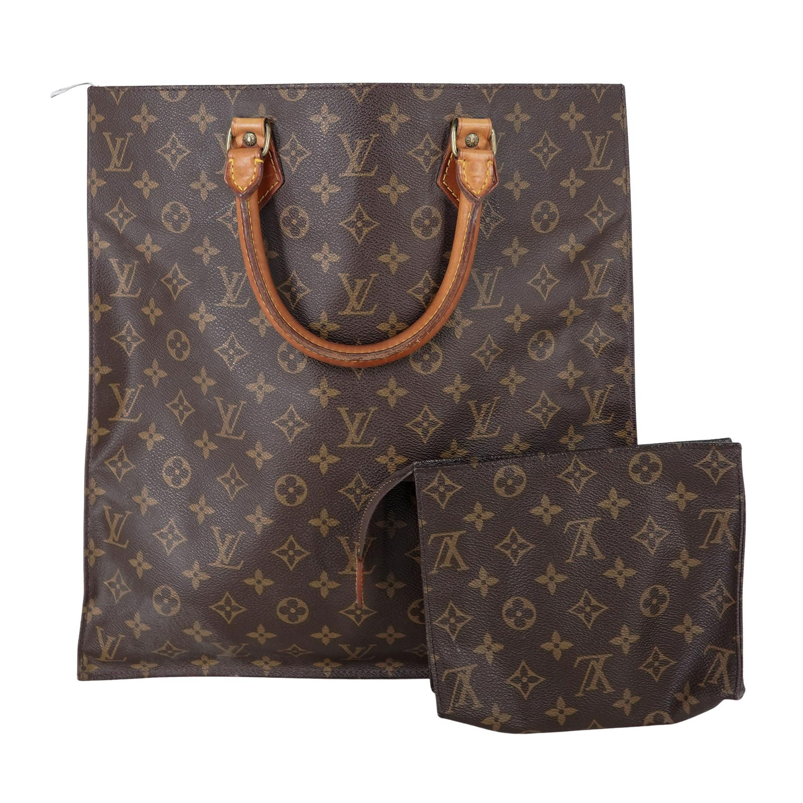 (2 Pc) Louis Vuitton Monogram Sac Plat Bag & Toiletry Pouch: (2 Pc) Louis Vuitton Monogram Sac Plat Bag & Toiletry Pouch20th century, FrenchThe lot includes:(1) Louis Vuitton Monogram Sac Plat Bag, a rectangular tote originally designed in 1968 for carrying doc