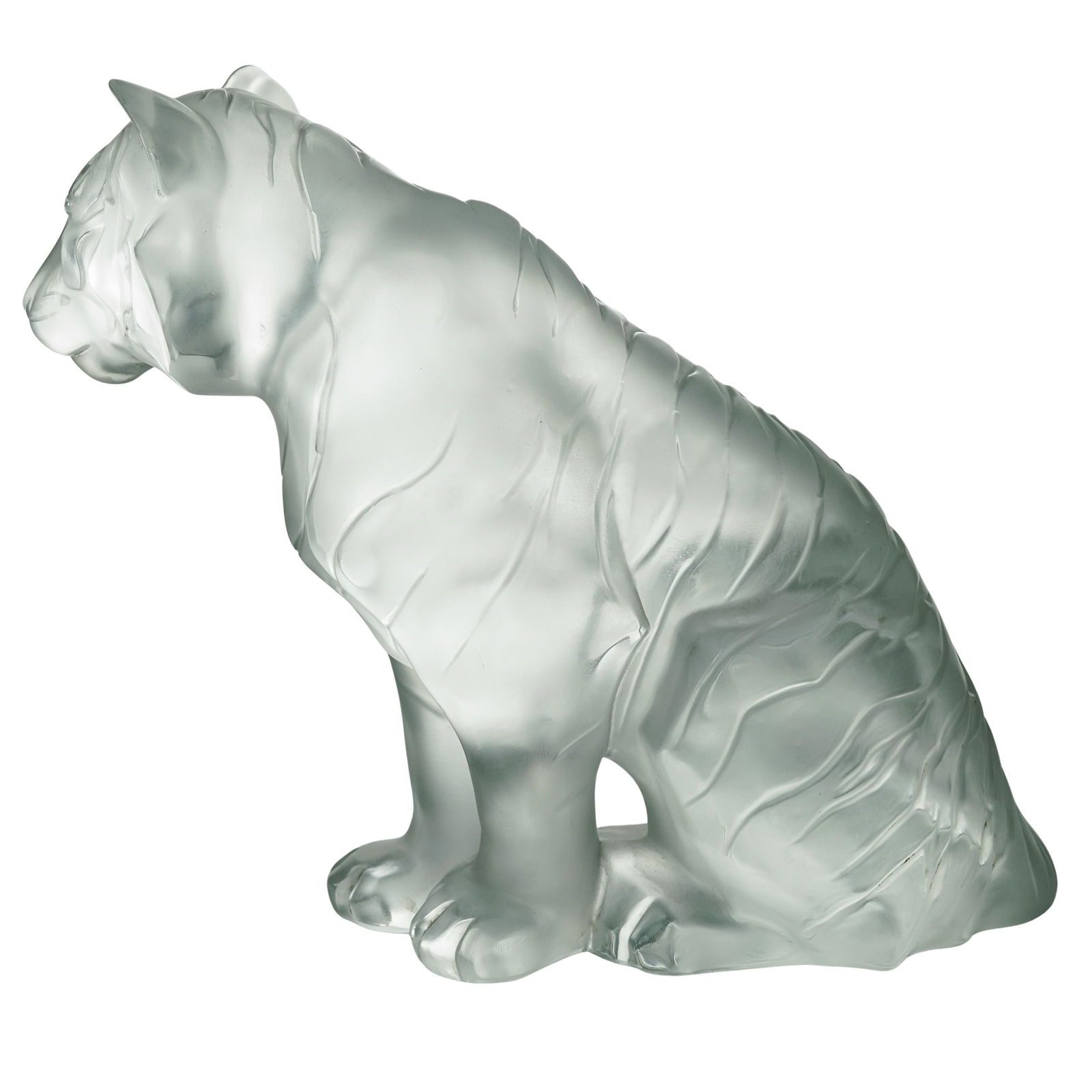 Lalique Crystal Frosted "Sitting Tiger" Sculpture - 3