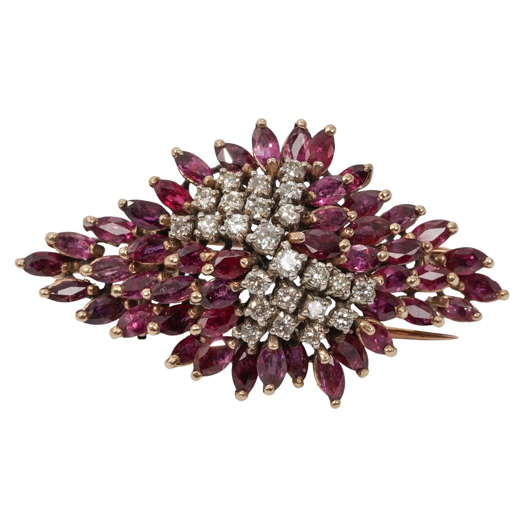 Vintage 14k Gold Ruby & Diamond Pendant Brooch (1 of 6)