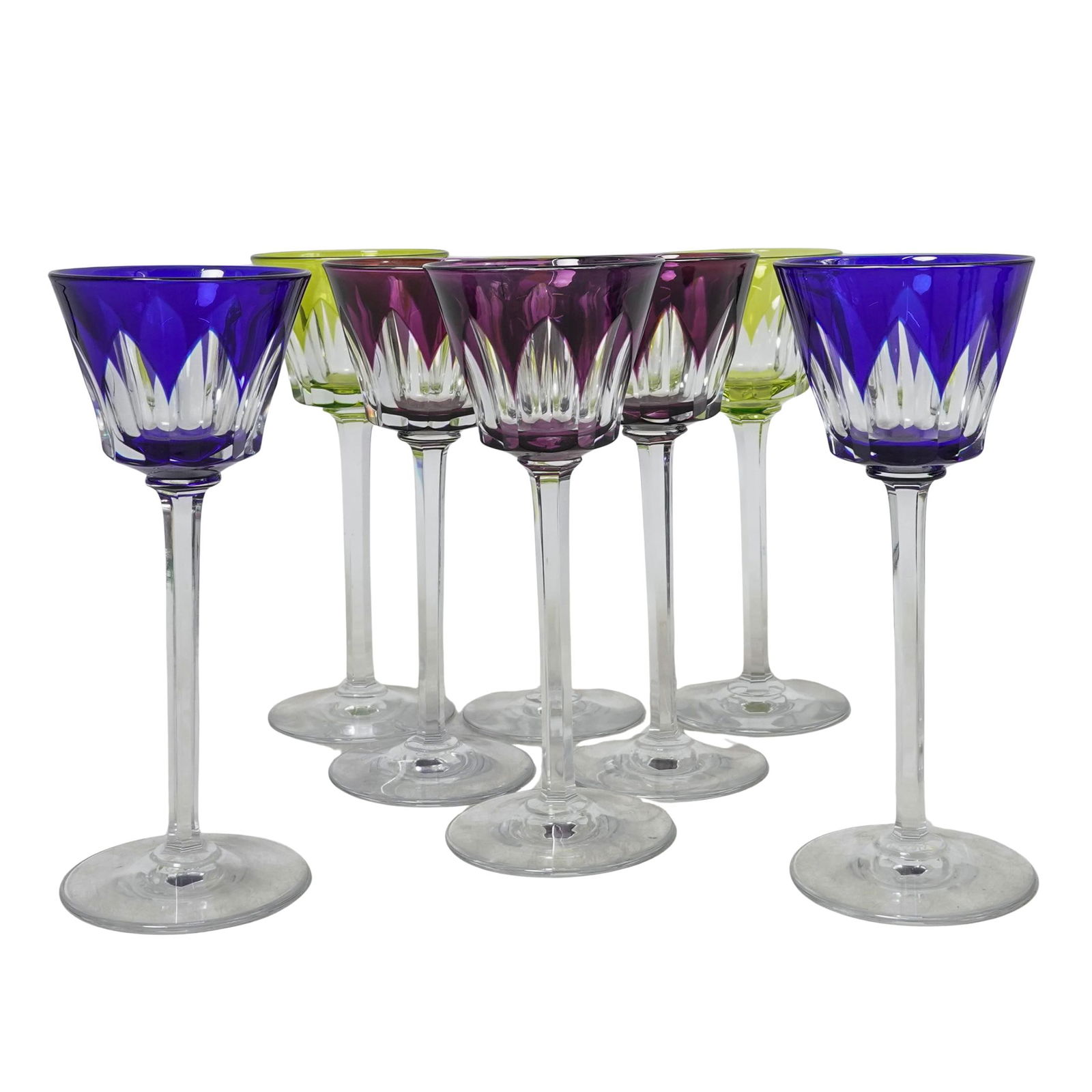 (8 Pc) Baccarat Cut Crystal Rhine Wine Glasses Set - 2