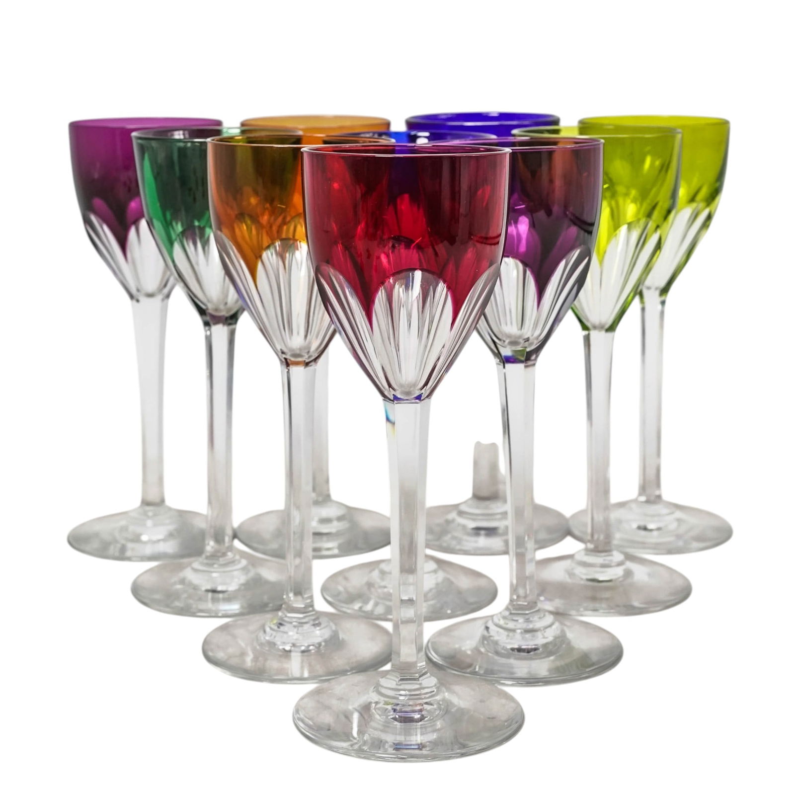 (10 Pc) Baccarat "Genova" Cut Crystal Wine Glasses (1 of 3)