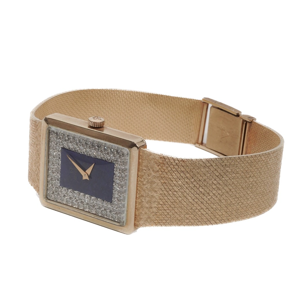 Vintage Omega "De Ville" 14K Gold Diamond & Lapis Dial Watch - 4