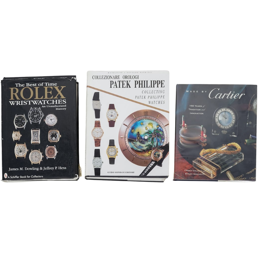 (3pc) Rolex, Patek Philippe, Cartier Watch Book Collection: (3pc) Rolex, Patek Philippe, Cartier Watch Book Collection20th-21st Cent., Italian, AmericanThese three books are highly regarded reference volumes for horology collectors, with each focusing on the h