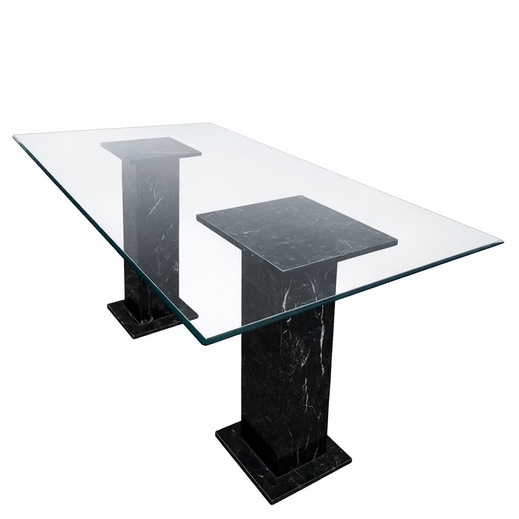 Pair of Custom Spanish Nero Marquina Marble Table (1 of 3)
