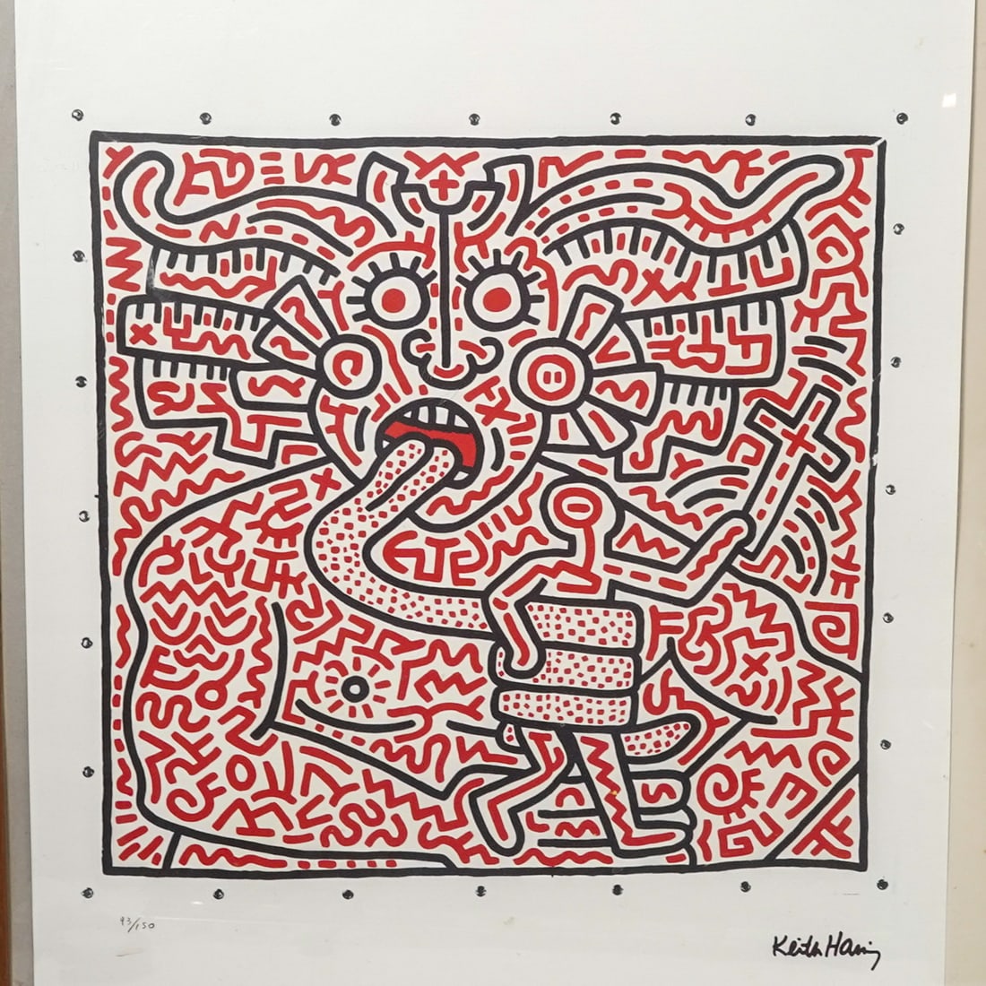 Keith Haring (American. (1958-1990) "Red King" Lithograph - 2