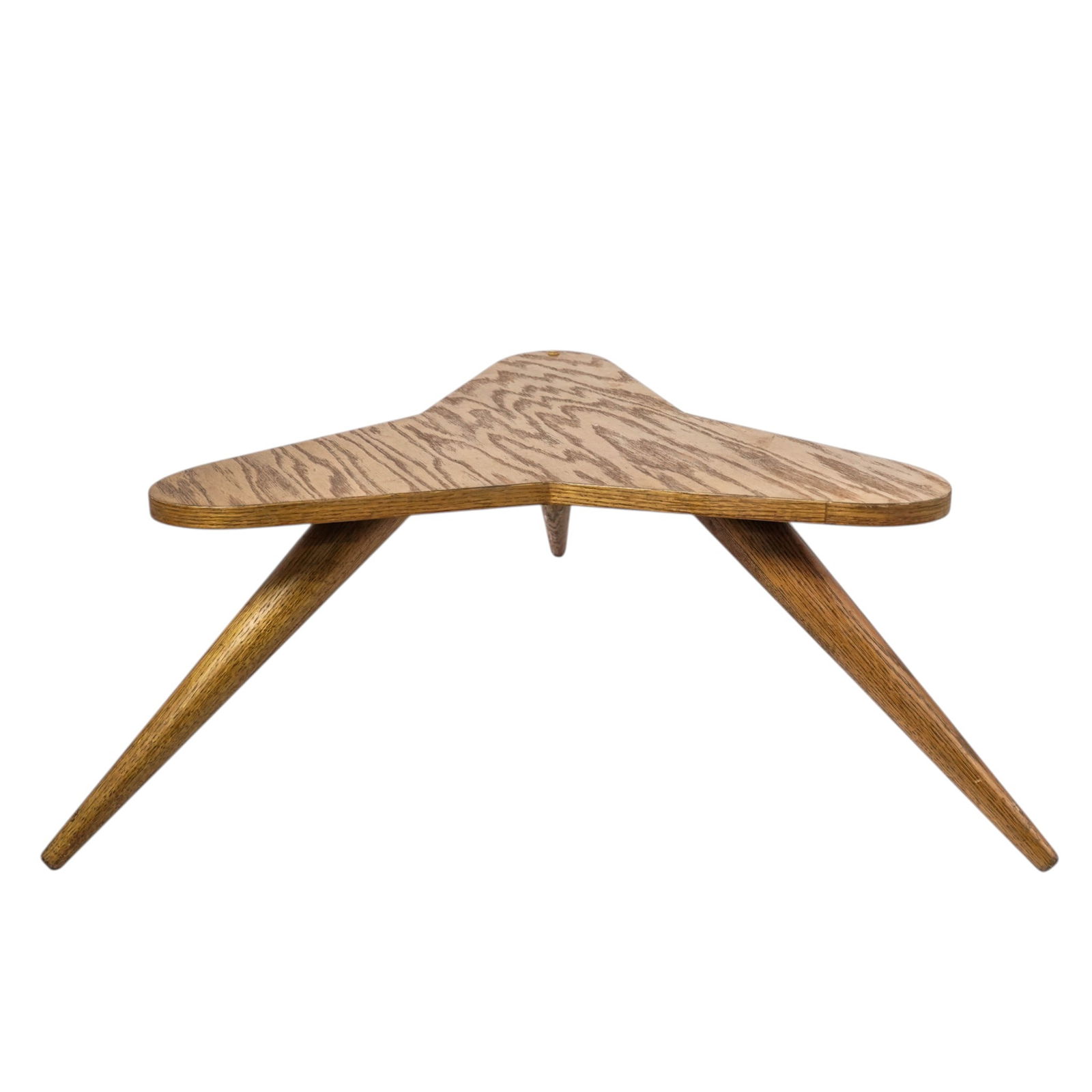 MCM Boomerang Wood Table: MCM Boomerang Wood Table Mid 20th century A mid-century modern wooden "boomerang" table with conical legs at each corner. H 11" x W approx. 24.75"