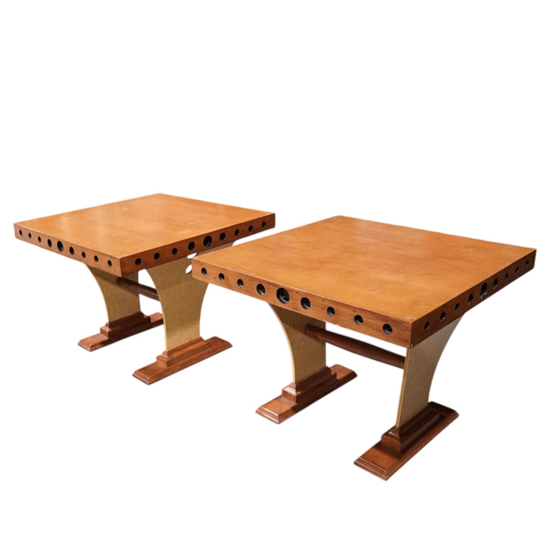 Pair Postmodern Wood End Tables - 2