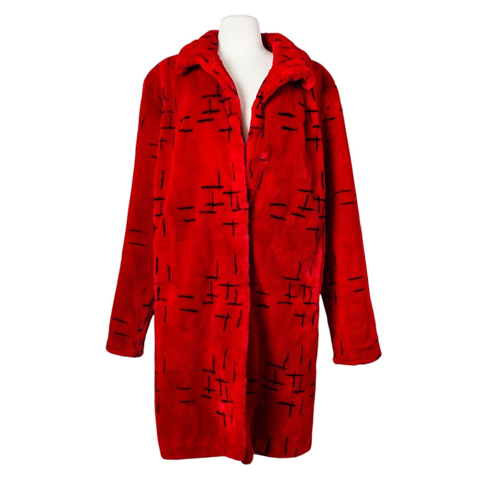 Vintage Louis Féraud for Montaldo’s Sculpted Red Fur Coat (1 of 11)