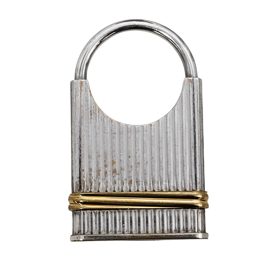 Vintage Cartier Trinity Padlock Keyring: Vintage Cartier Trinity Padlock KeyringMid to late 20th century, FrenchA vintage Cartier "Trinity" padlock keyring. Marked on bottom "Must de Cartier" "022511" "made in France" with French silver-plat