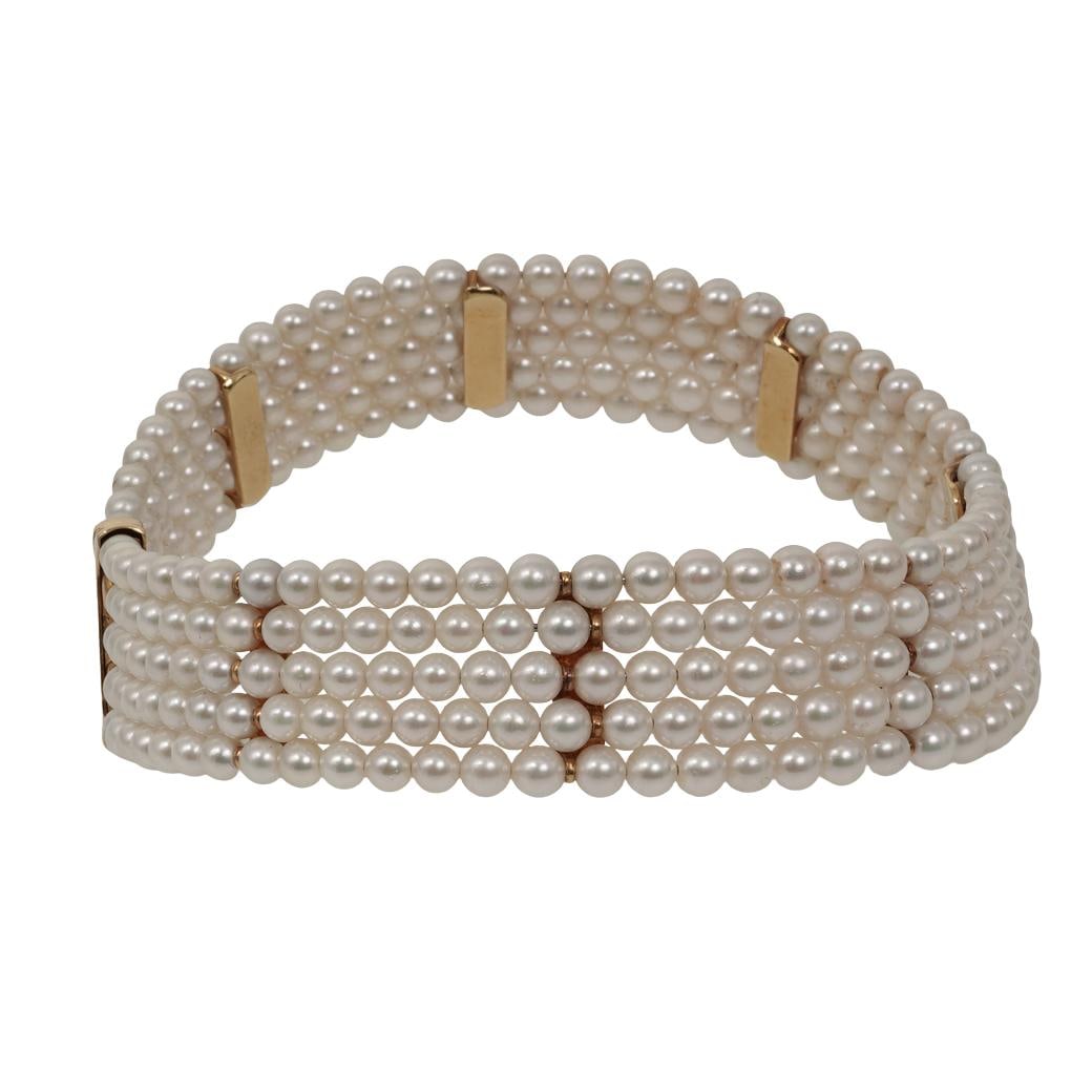 Vintage French 18k Gold & Pearl Choker - 3