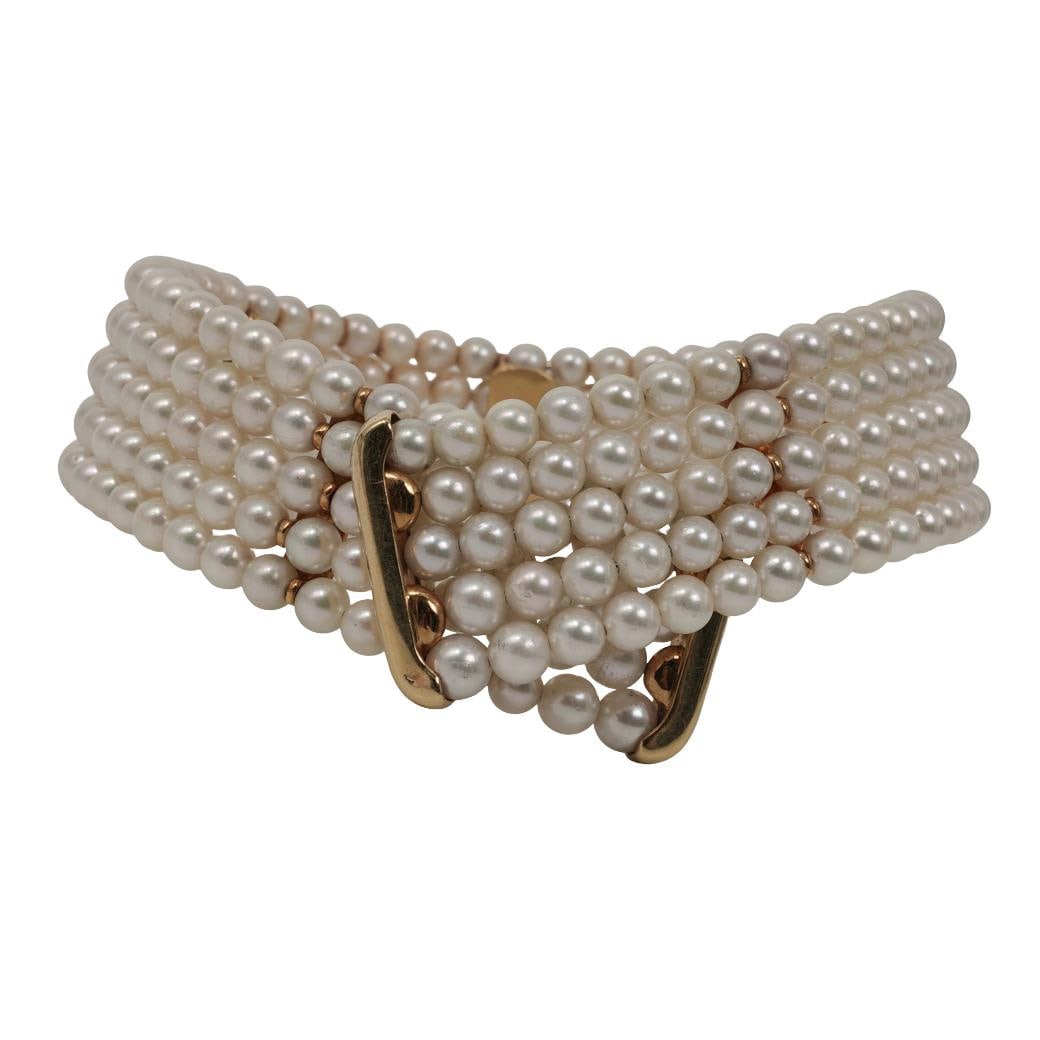 Vintage French 18k Gold & Pearl Choker - 5