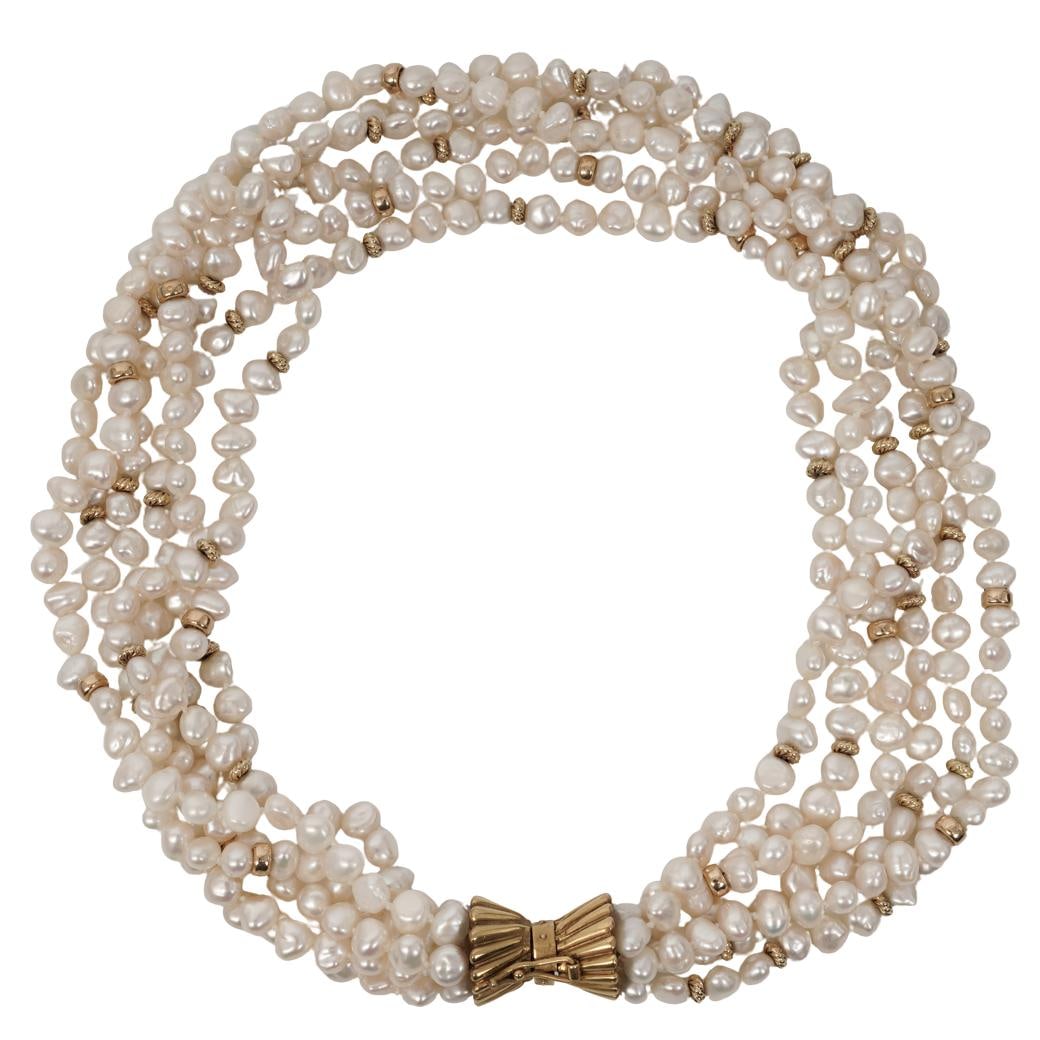 Vintage 18k Gold & Pearl Multi Strand Necklace (1 of 4)