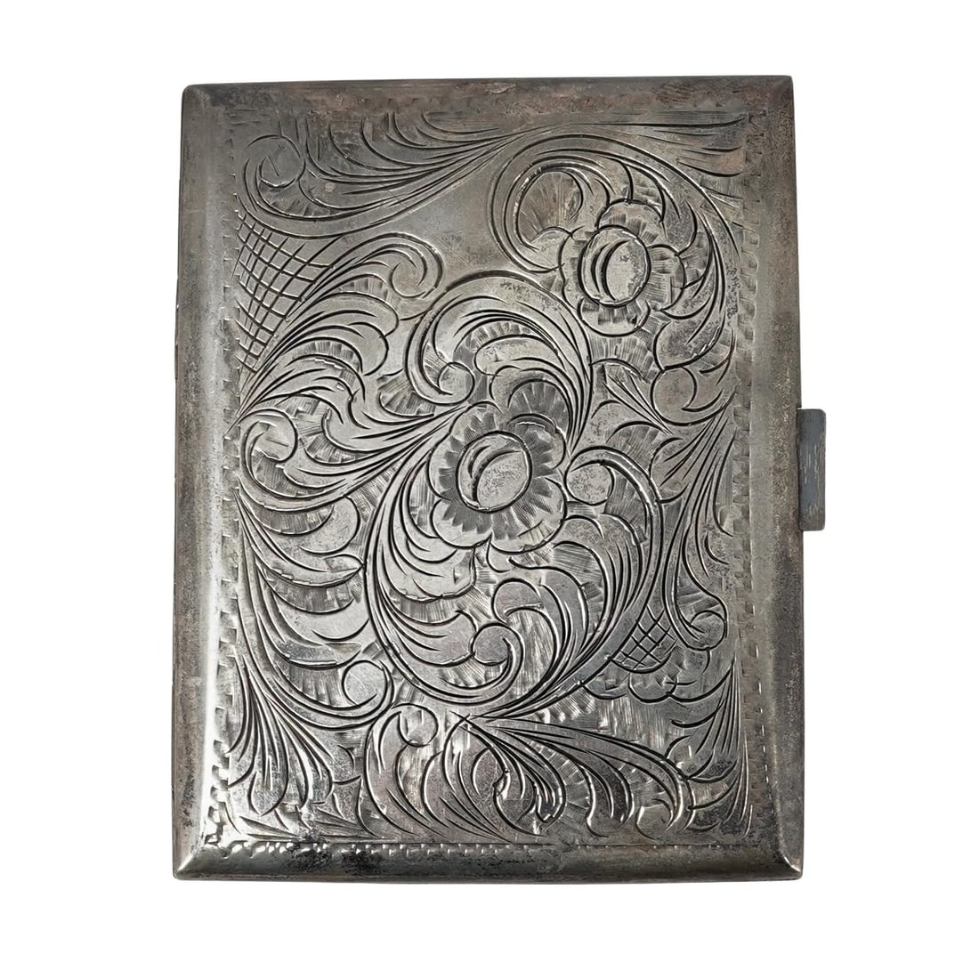 Italian 800 Silver Engraved Cigarette Case (1 of 6)