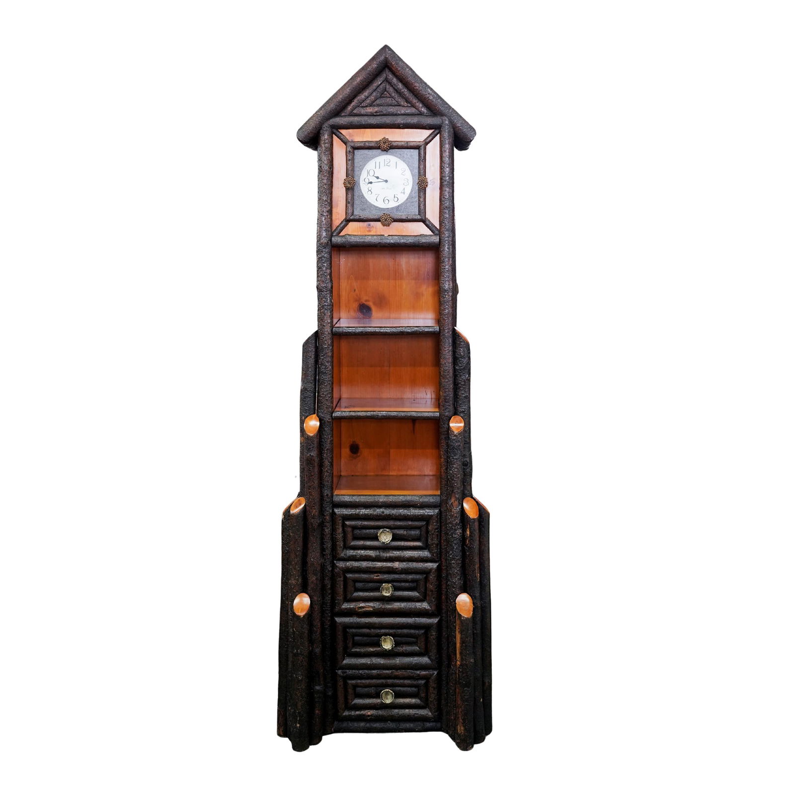 Grandfather Clock Wood Log Bookshelf w/ Seth Thomas Clock (1 of 12)