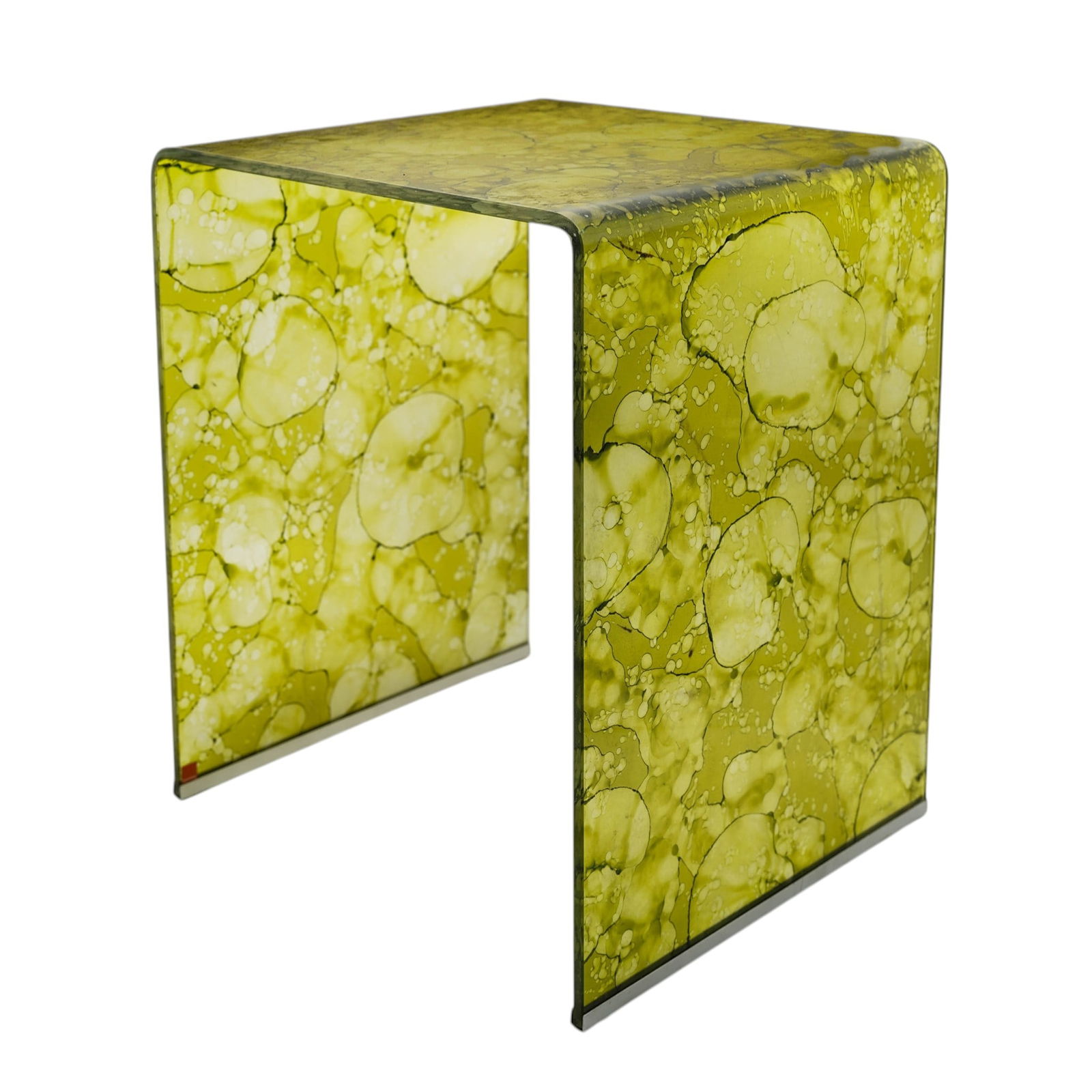 Glassisimo "Ponticello" Green Side Table: Glassisimo "Ponticello" Green Side Table Late 20th-early 21st century, American A Glassisimo green glass waterfall-style side table in the "Ponticello" model. H 21.25" x W 16" x L 17"