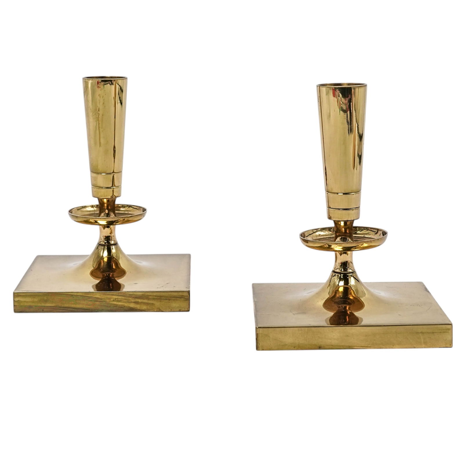 Pair Of Tommi Parzinger For Dorlyn Silversmiths Brass Candlesticks (1 of 6)