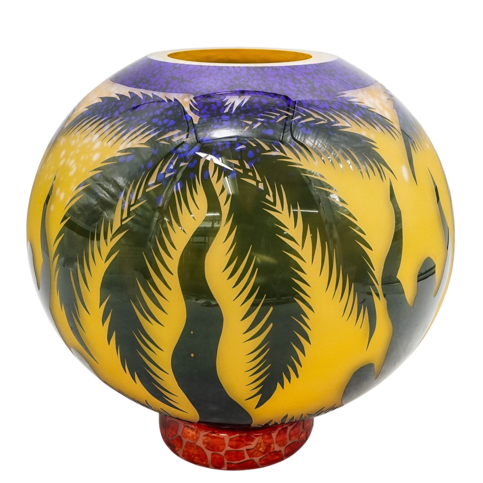 Rare Duncan McClellan (American, b. 1952) Acid-Etched Art Glass Vase: Rare Duncan McClellan (American, b. 1952) Acid-Etched Art Glass Vase 20th century, American Rare Duncan McClellan (American, b. 1952) acid-etched art glass vase depicting a seating figure in a