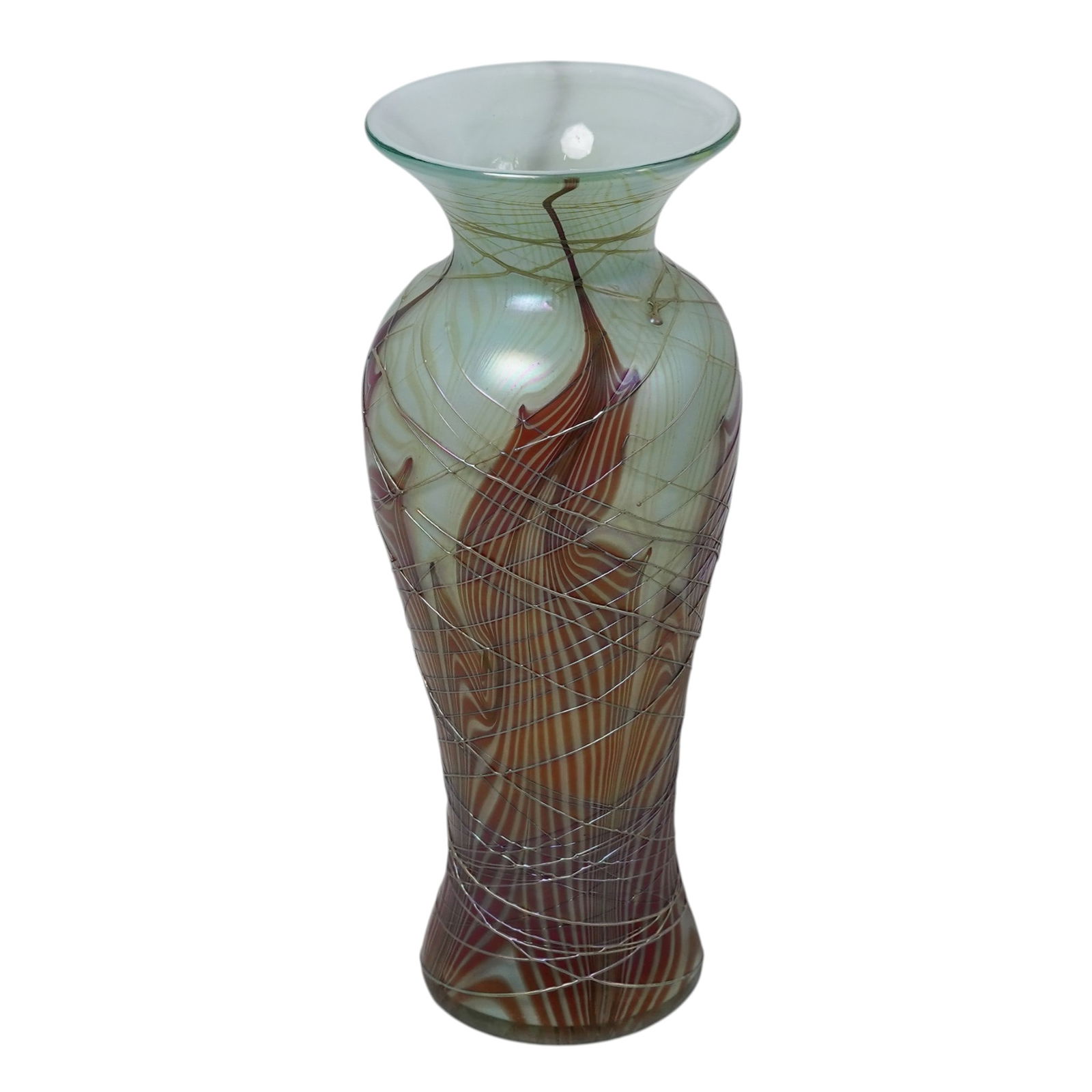 Pulled Feather Studio Art Glass Vase - 2