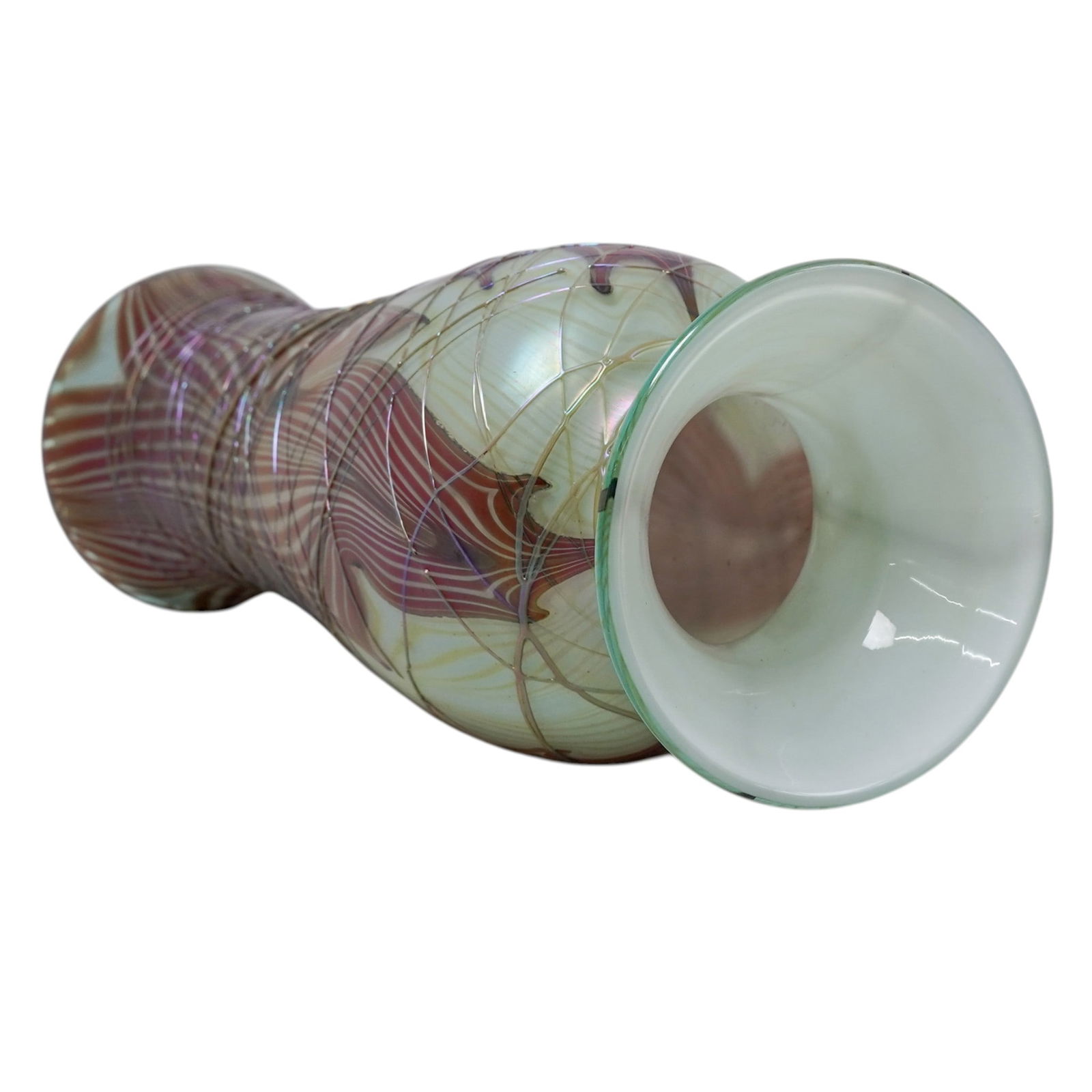 Pulled Feather Studio Art Glass Vase - 7