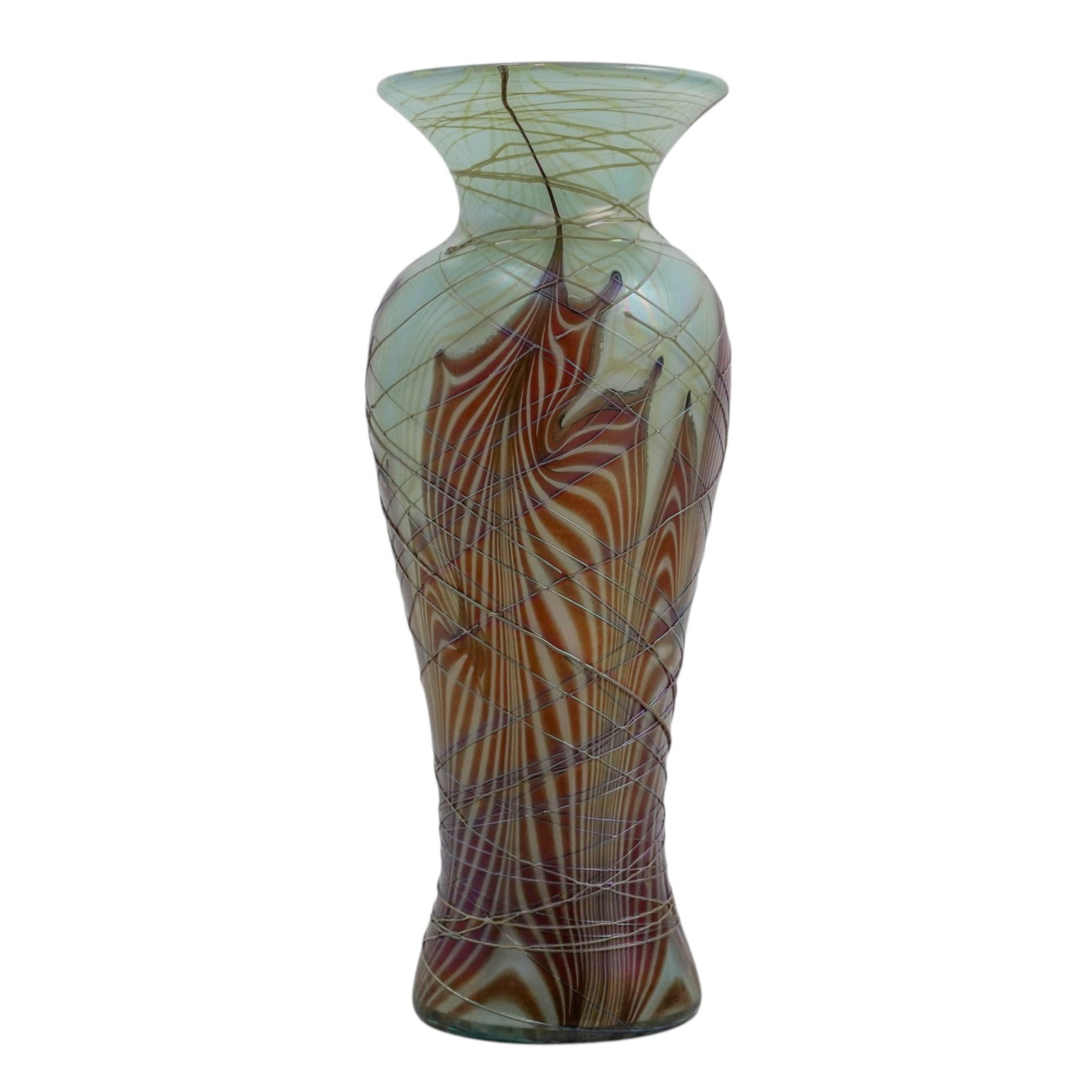 Pulled Feather Studio Art Glass Vase - 8