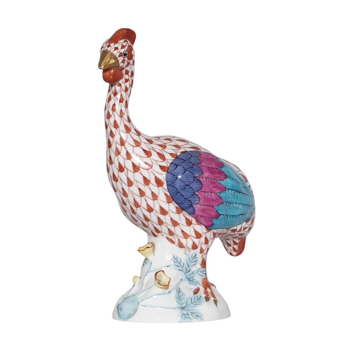 Herend Porcelain "Guinea Fowl" Rust Fishnet Figurine (1 of 6)