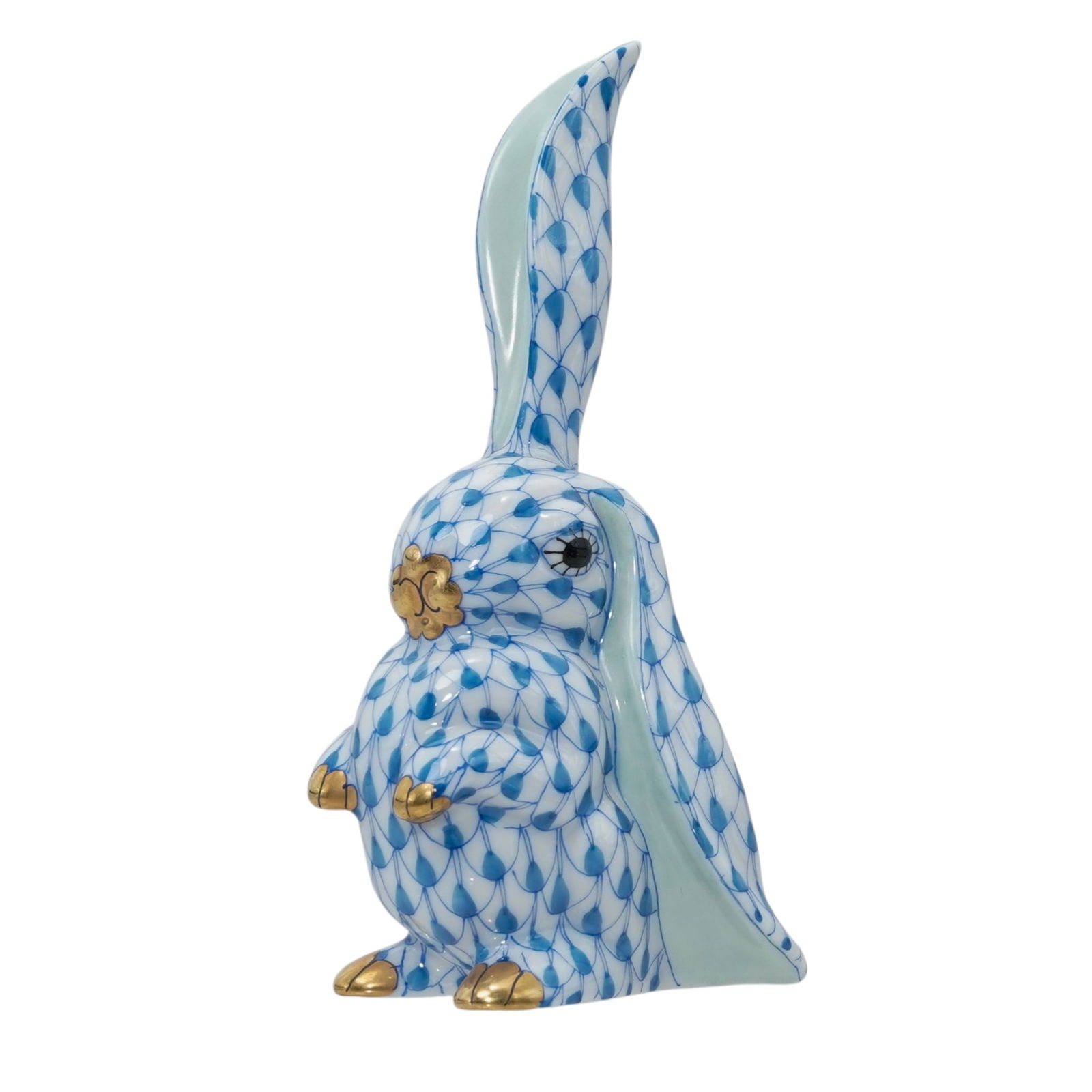 Herend Porcelain Rabbit Blue Fishnet Figurine (1 of 4)
