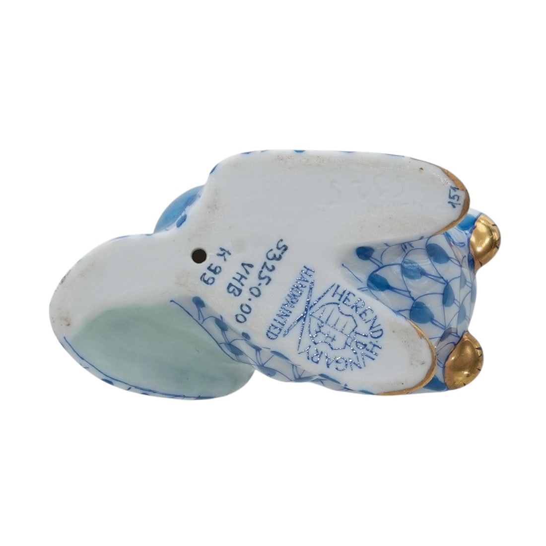 Herend Porcelain Rabbit Blue Fishnet Figurine - 4