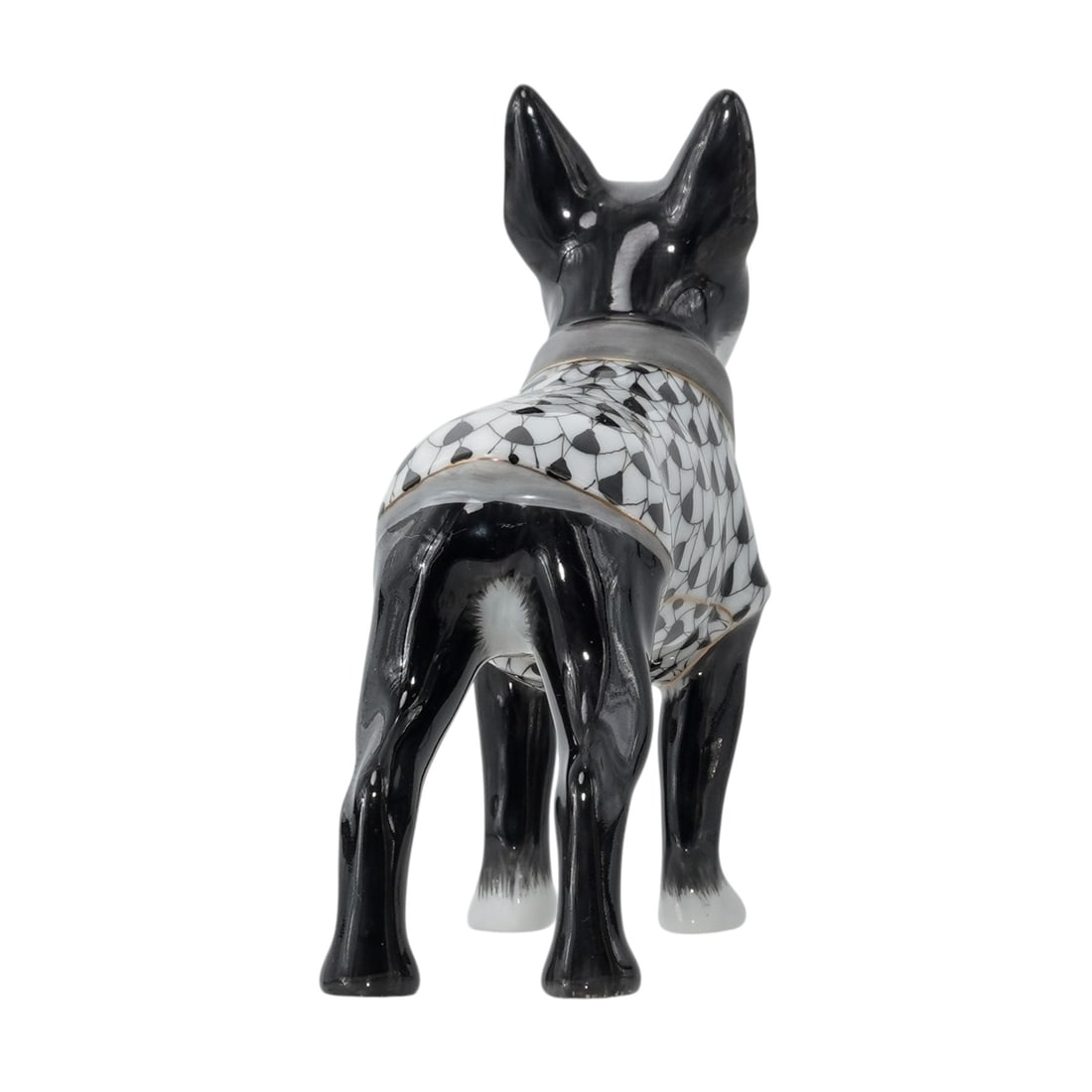 Herend Porcelain "Boston Terrier" Black Fishnet Figurine - 3