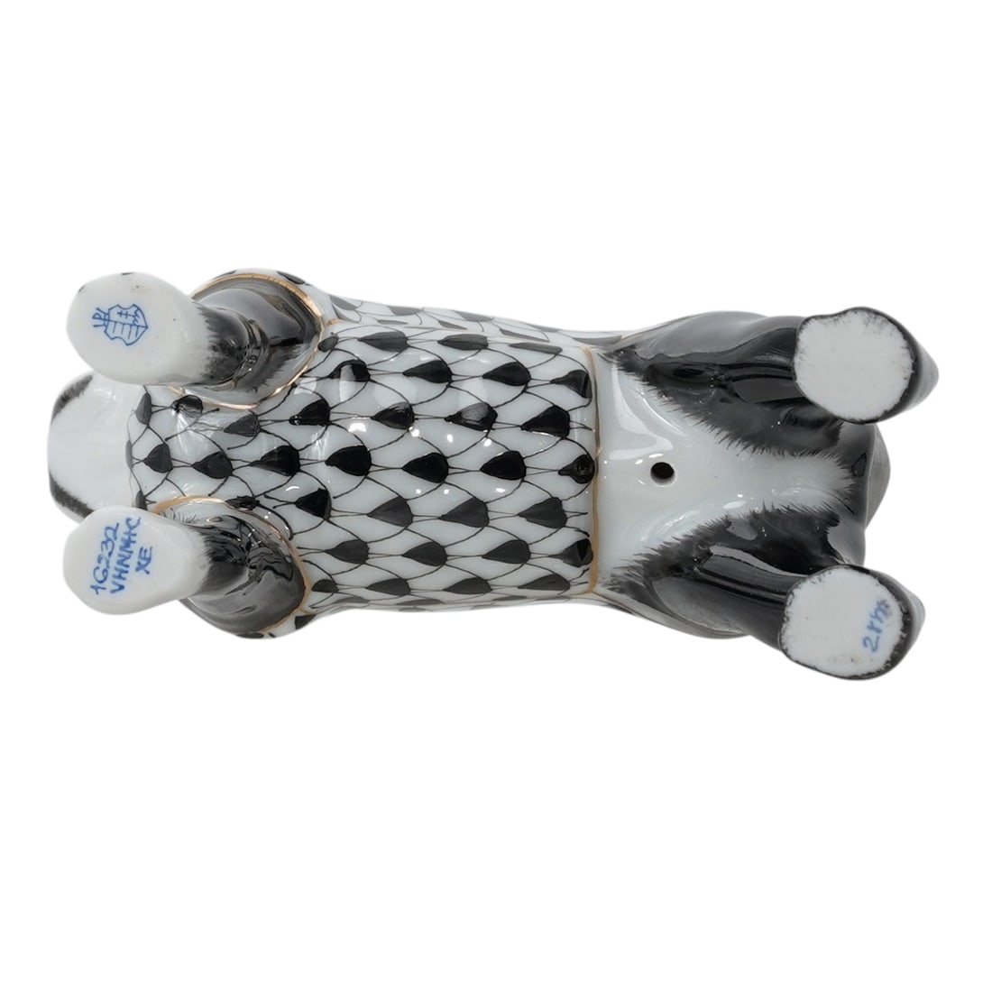 Herend Porcelain "Boston Terrier" Black Fishnet Figurine - 5