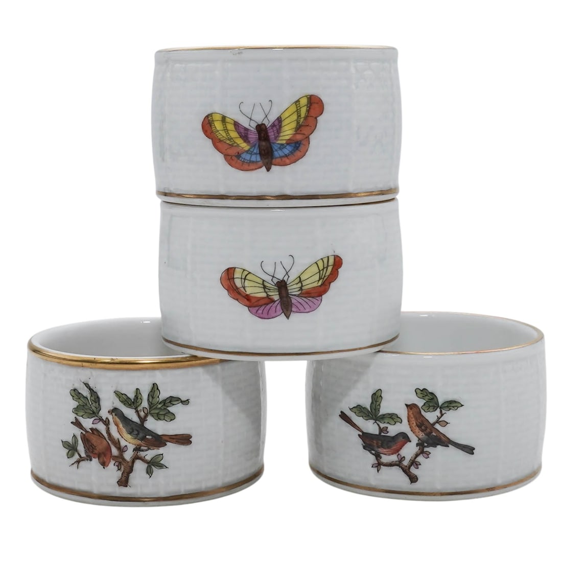 (4 Pc) Herend Porcelain "Rothschild Bird" Napkin Rings (1 of 6)