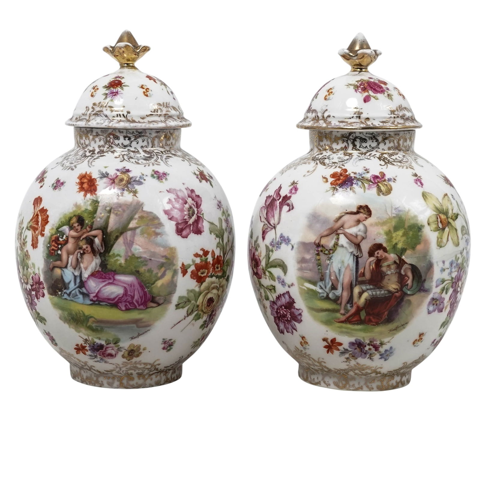 Pair Dresden Porcelain Lidded Ginger Jars (1 of 9)
