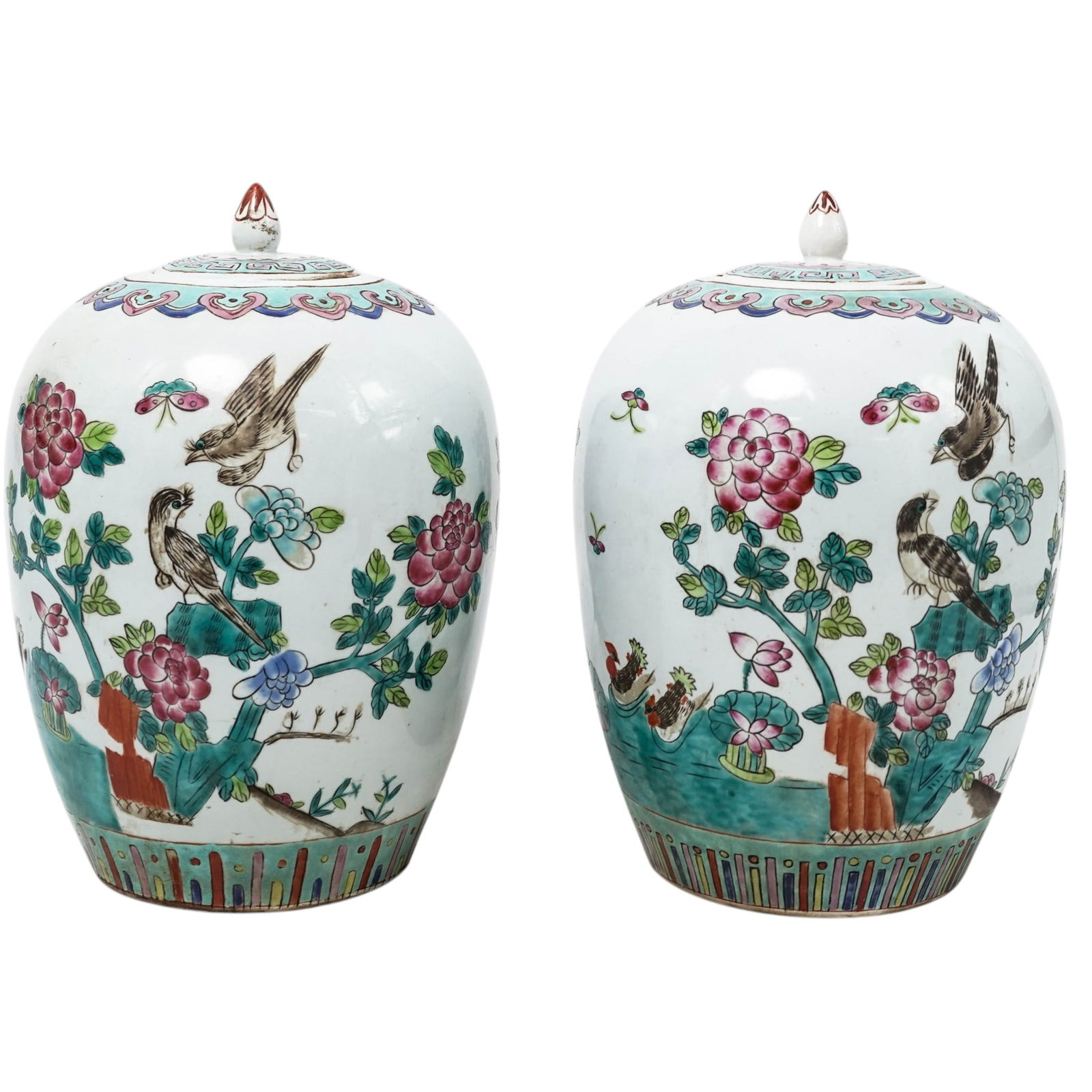 Pair Of Chinese Famille Rose Porcelain Jars (1 of 9)