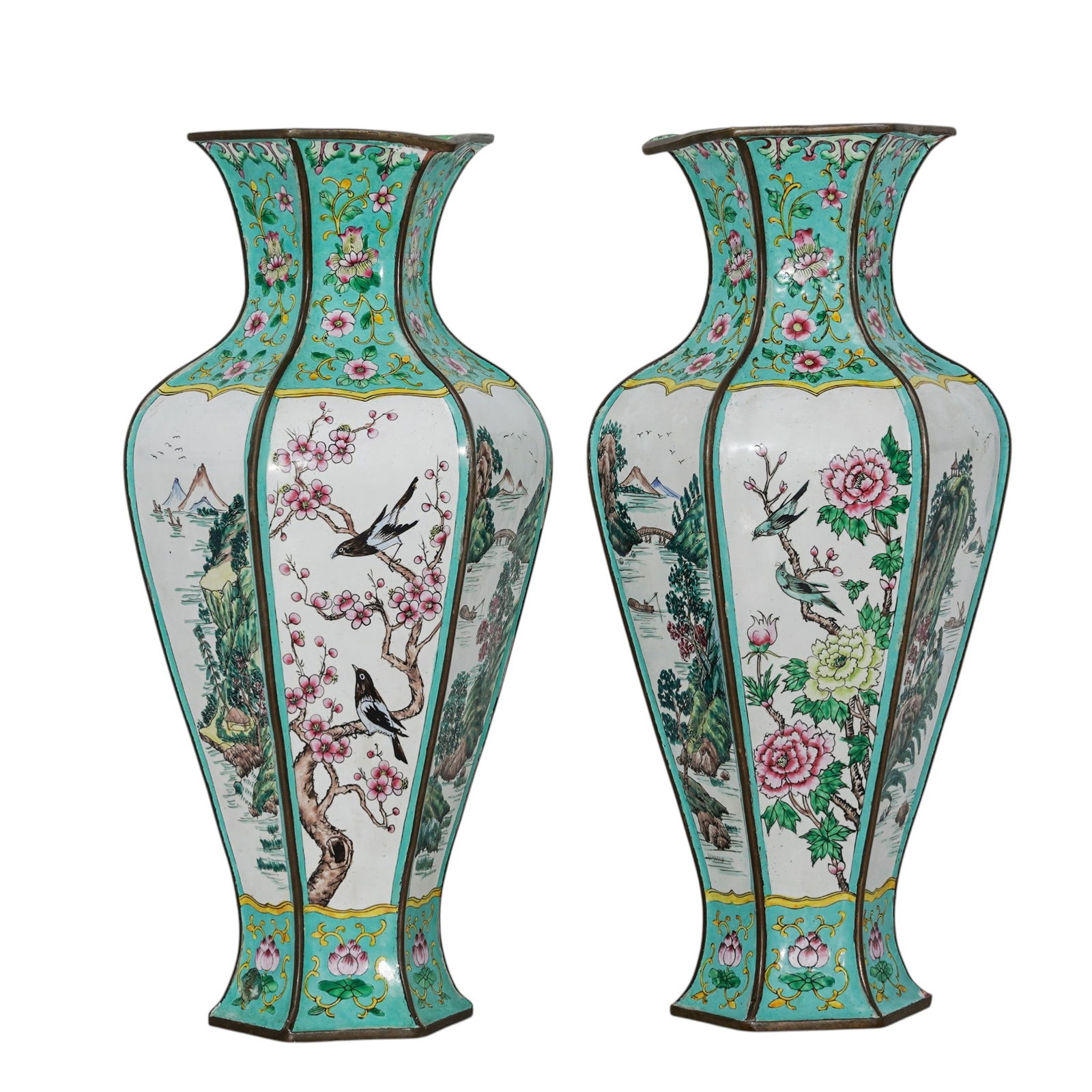 Pair of Chinese Cloisonne Floral Vases (1 of 5)