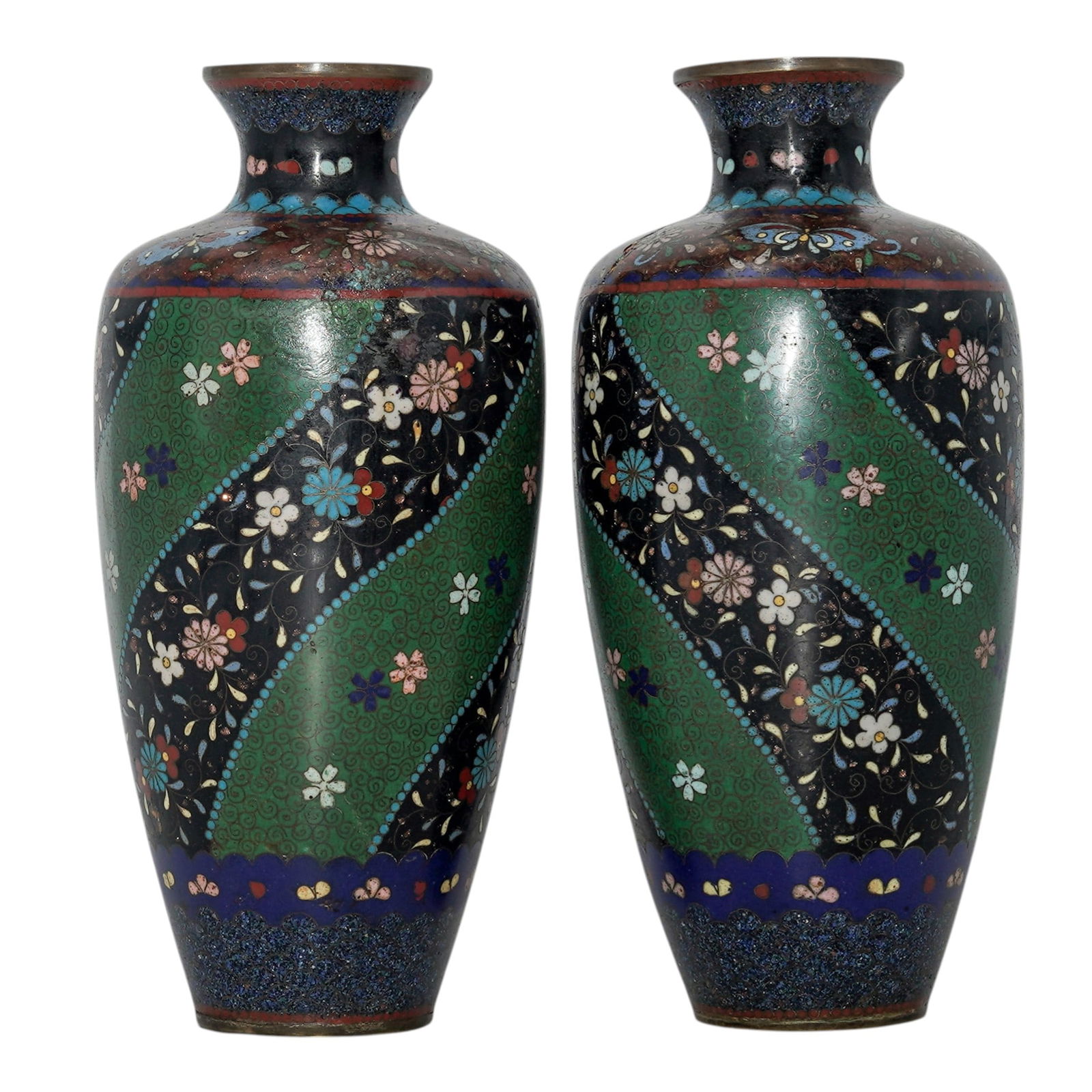 Pair Of Japanese Meiji Period Cloisonne Vases (1 of 4)