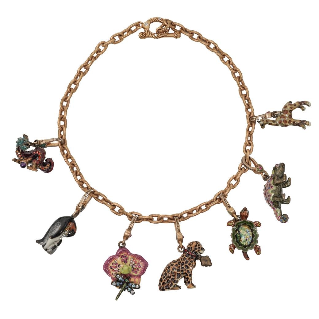 Jay Strongwater Enamel & Crystal Animal Charm Necklace (1 of 7)