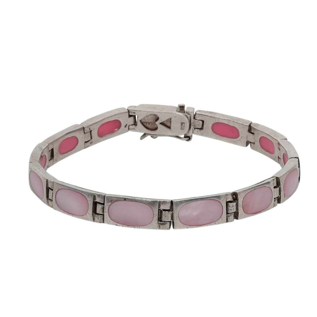 (3 Pcs) Sterling Silver & Hardstone Link Bracelets - 3