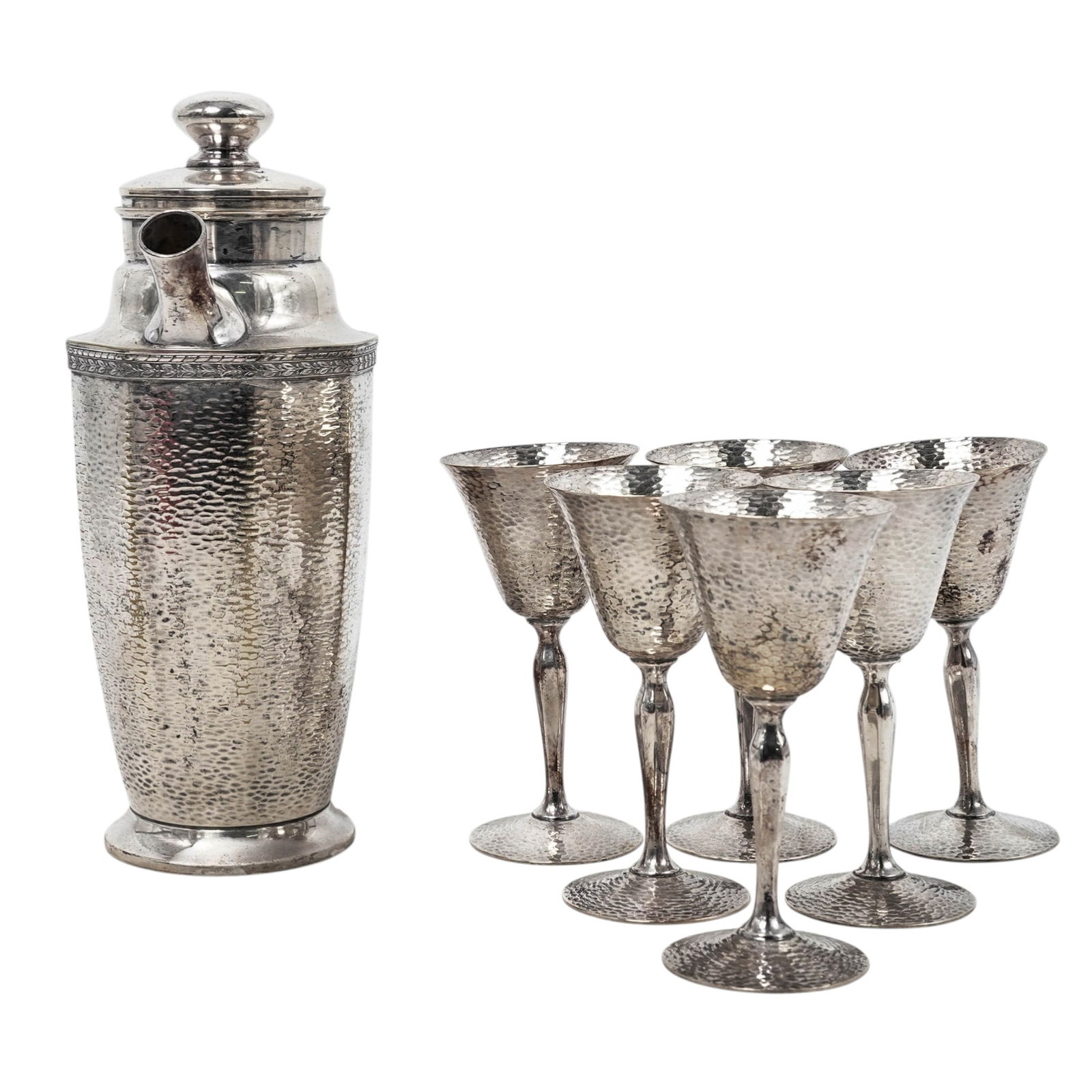 (7pc) Homan Plate "W.M. Mounts"On Nickel Silver Cocktail Set (1 of 9)