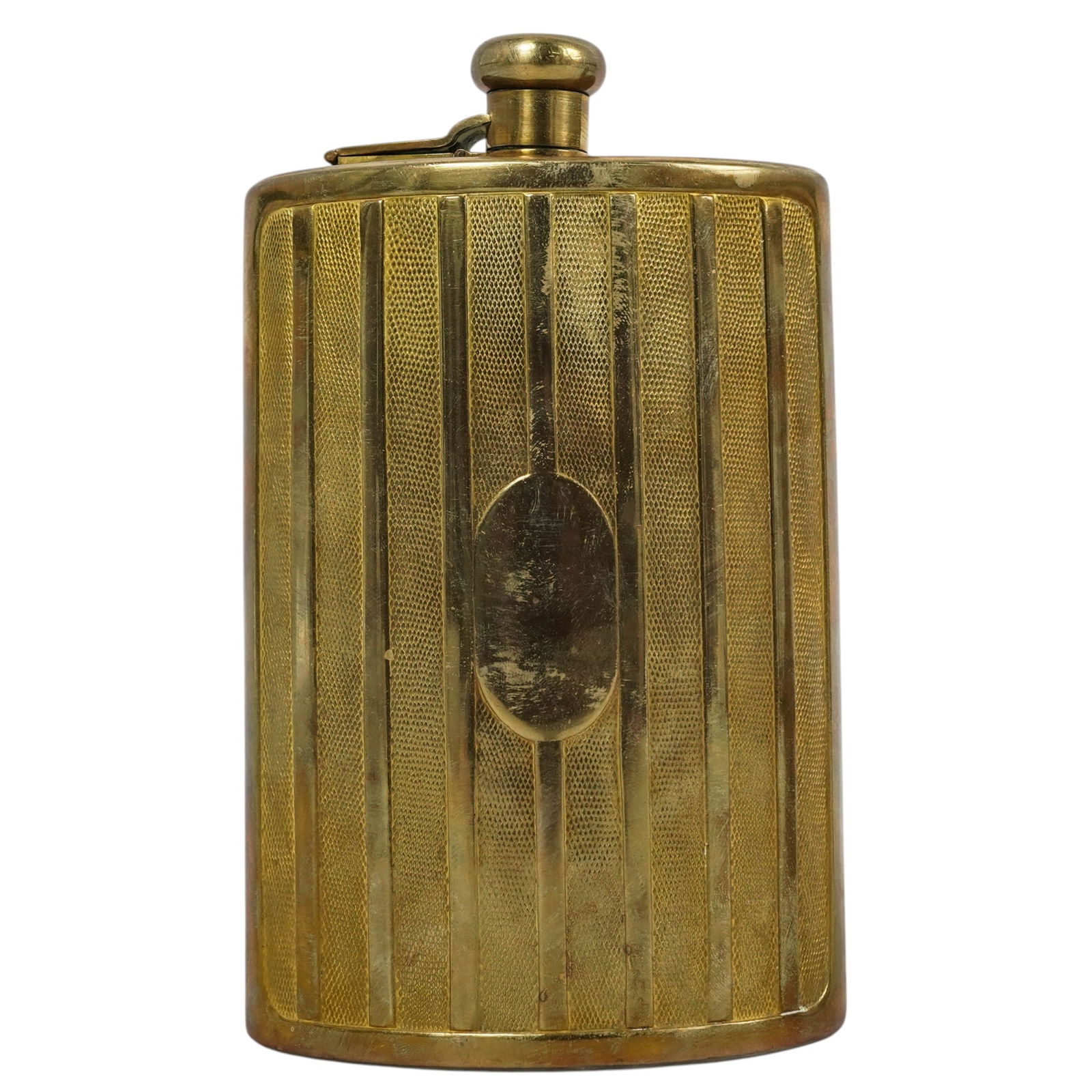 (2 Pc) Antique Brass Hip Flasks - 2