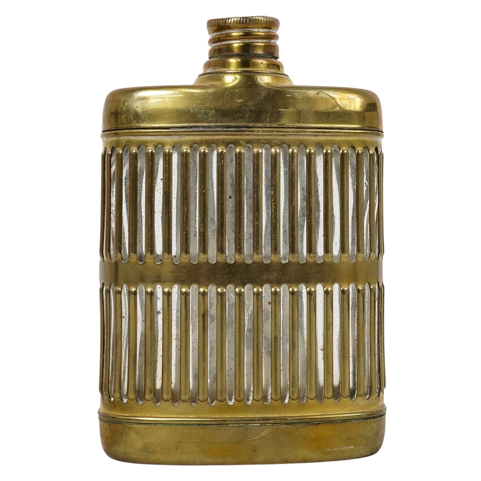 (2 Pc) Antique Brass Hip Flasks - 3