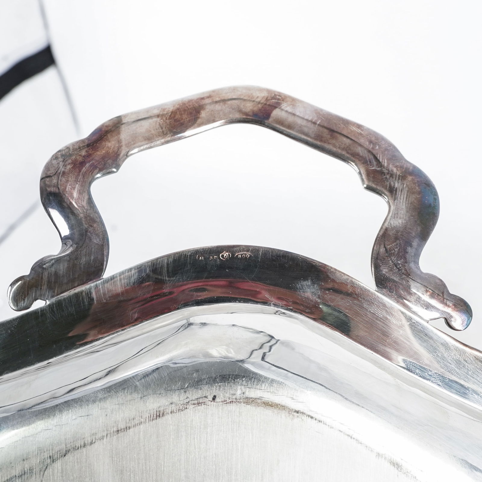 Antique 800 Silver Serving Tray - 4