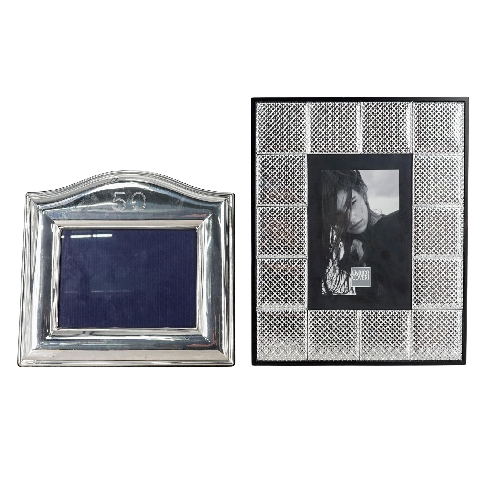 (2 Pc) Enrico Coveri & Delconte Firenze Sterling Picture Frames: (2 Pc) Enrico Coveri & Delconte Firenze Sterling Picture Frames20th century, EuropeanLot includes:(1) Delconte Firenze Sterling silver Large picture frame. Marked 925(1) Enrico Covery , Large Silver p