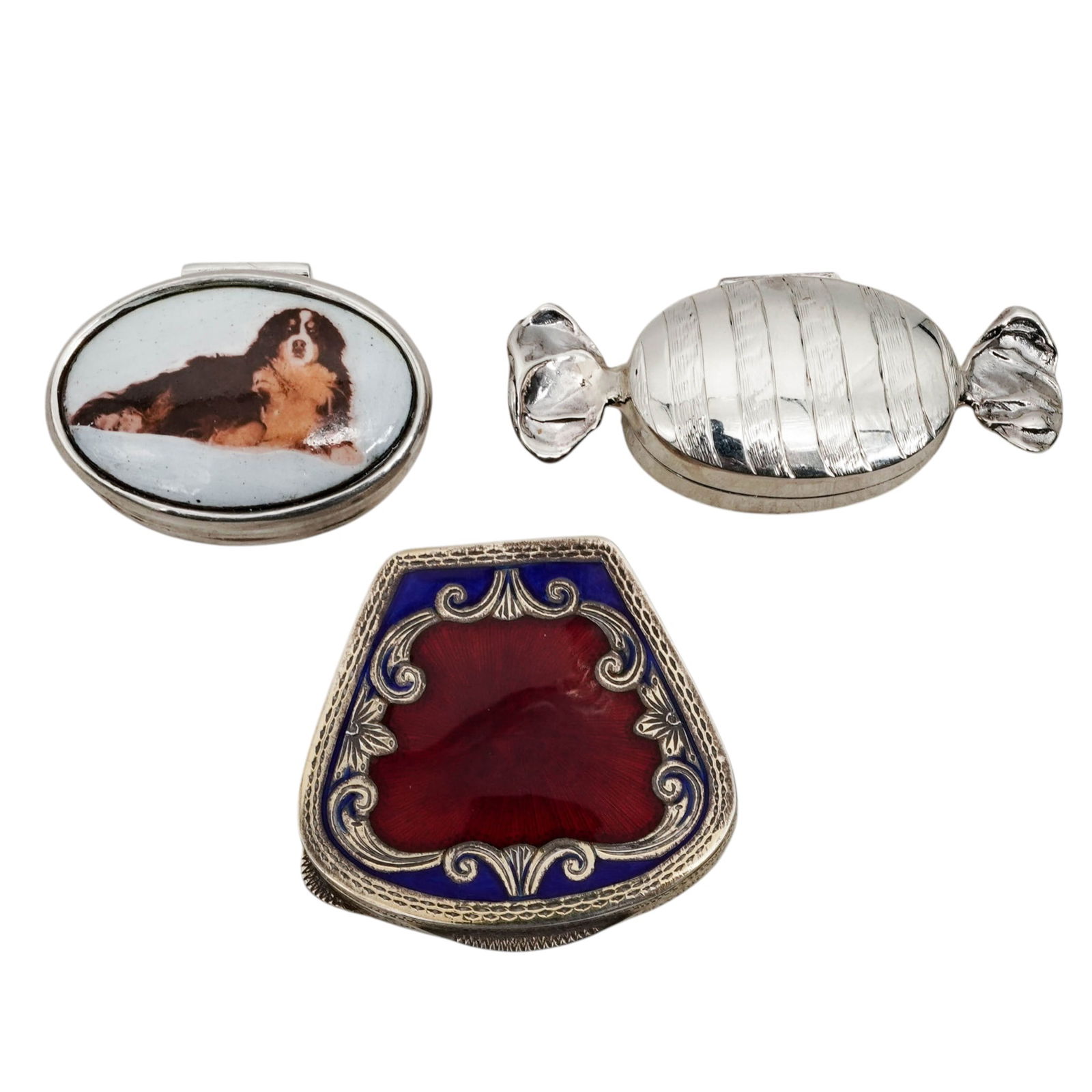 (3 pcs) Sterling & 800 Silver Pill Boxes (1 of 11)