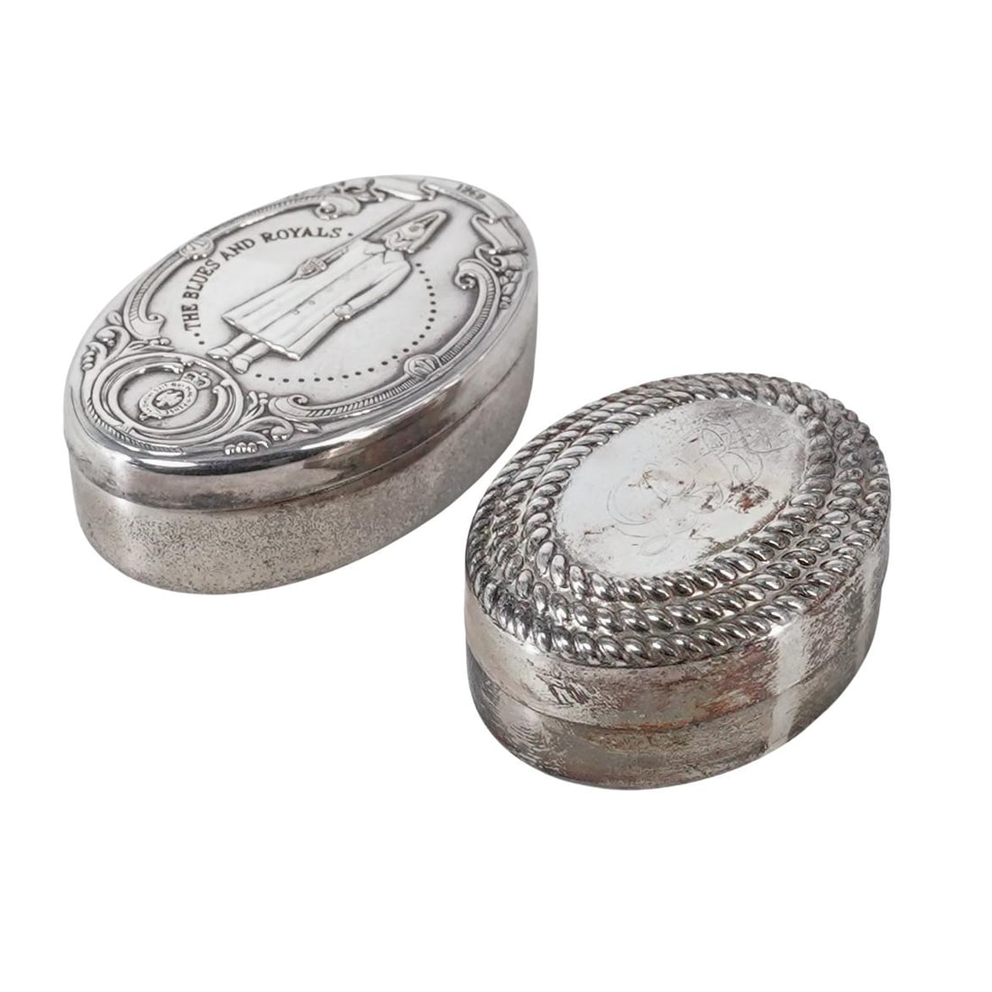 (2 Pc) Sterling Silver Oval Pill Boxes (1 of 4)